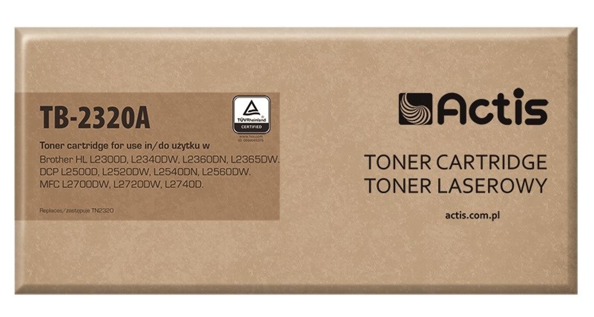 

Toner ACTIS TB-2320A (zamiennik Brother TN-2320; Standard; 2600 stron; czarny)