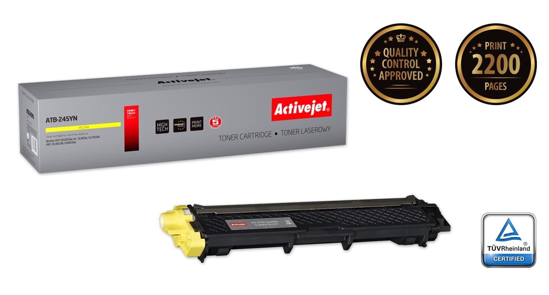 

Activejet ATB-245YN Toner (zamiennik Brother TN-245Y; Supreme; 2200 stron; żółty)