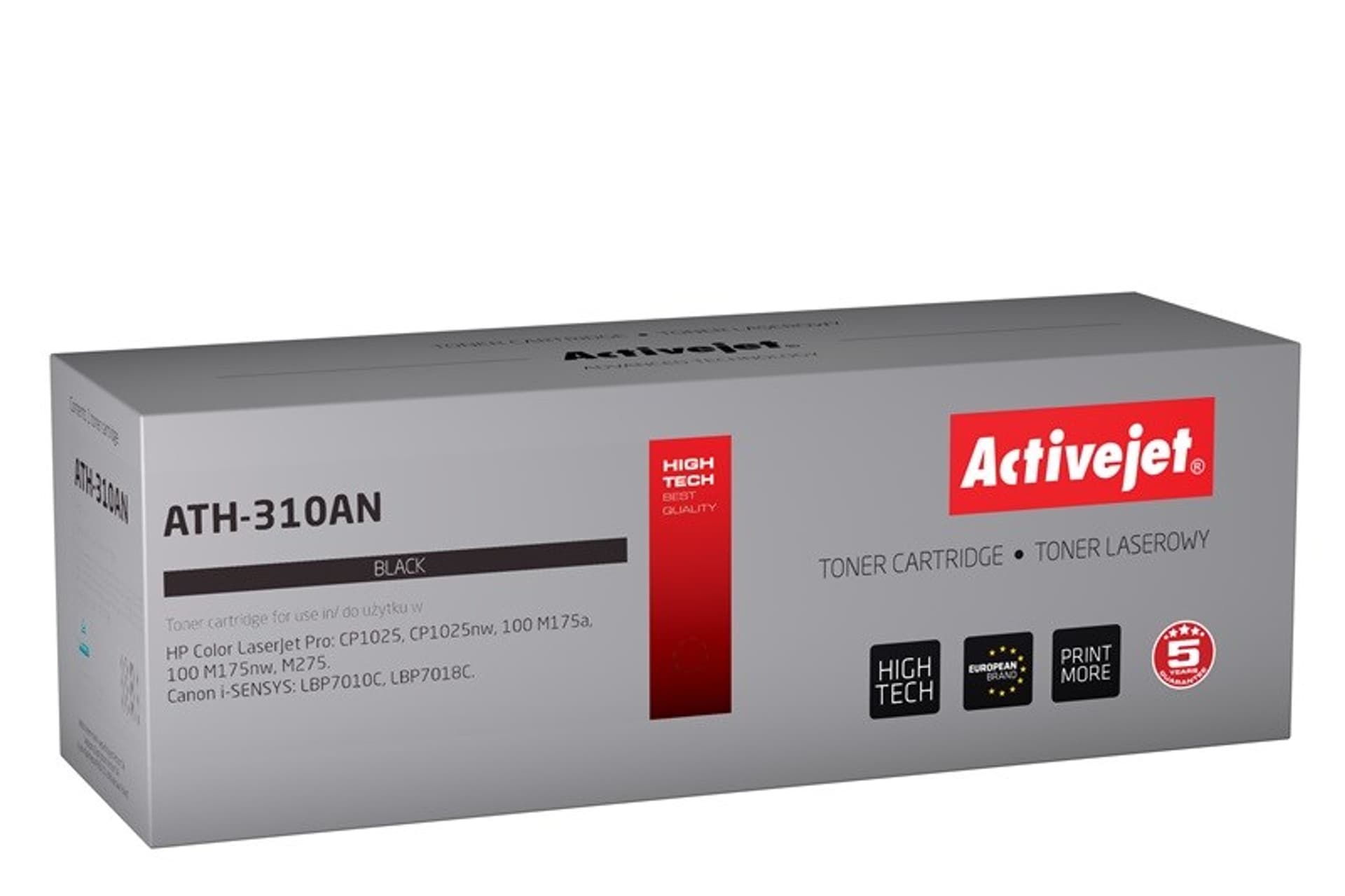 

Toner Activejet ATH-310AN (zamiennik Canon, HP 126A CRG-729B, CE310A; Premium; 1200 stron; czarny)