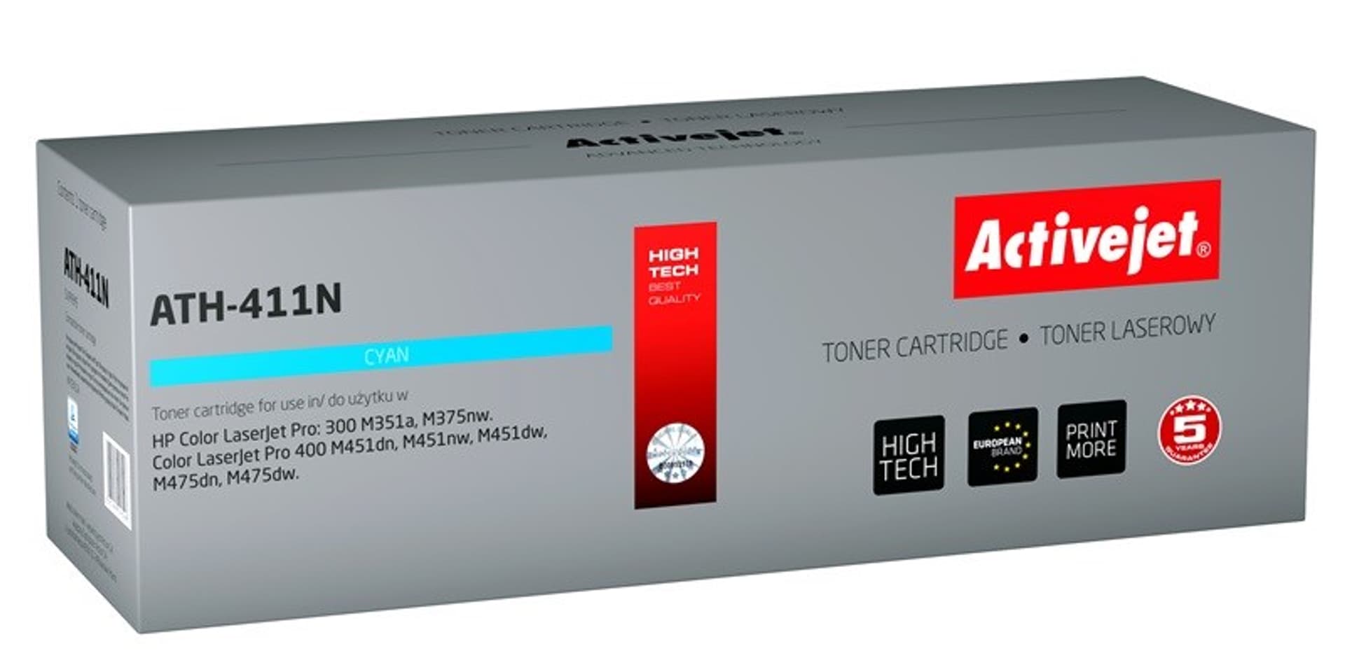 

Toner Activejet ATH-411N (zamiennik HP 305A CE411A; Supreme; 2600 stron; niebieski)