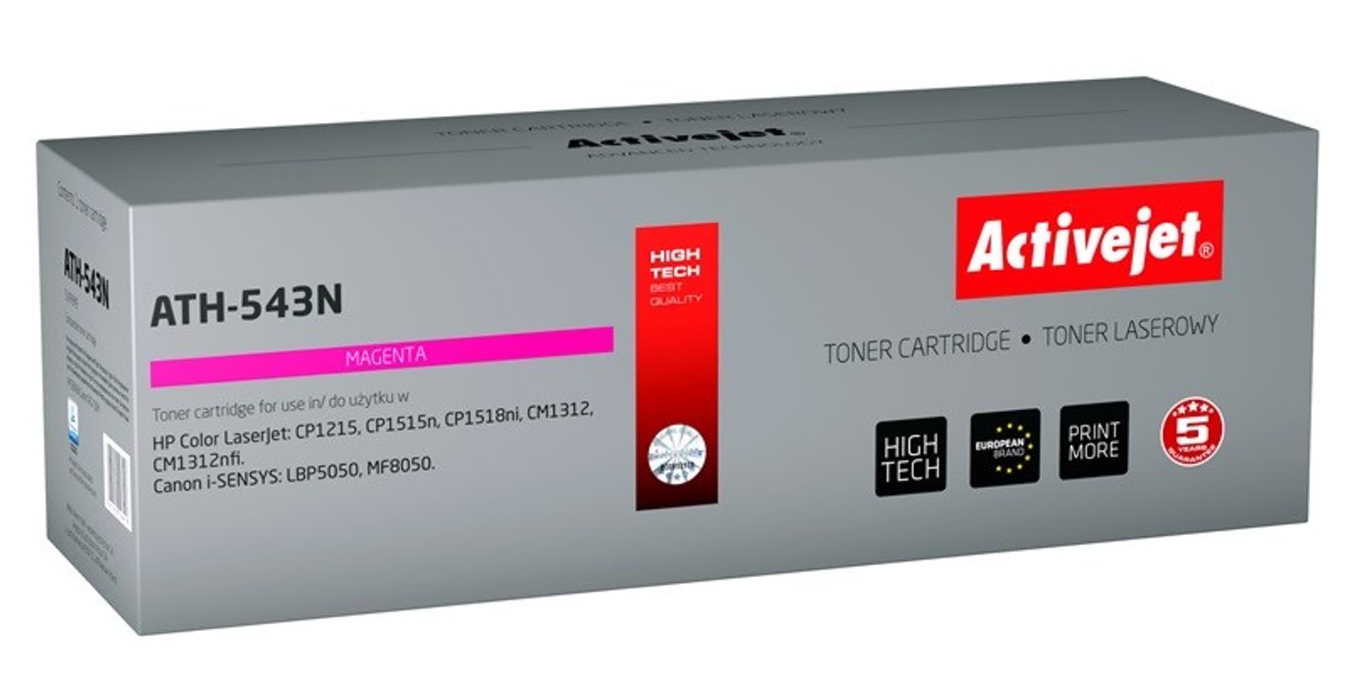 

Toner Activejet ATH-543N (zamiennik HP 125A CB543A, Canon CRG-716M; Supreme; 1600 stron; czerwony)