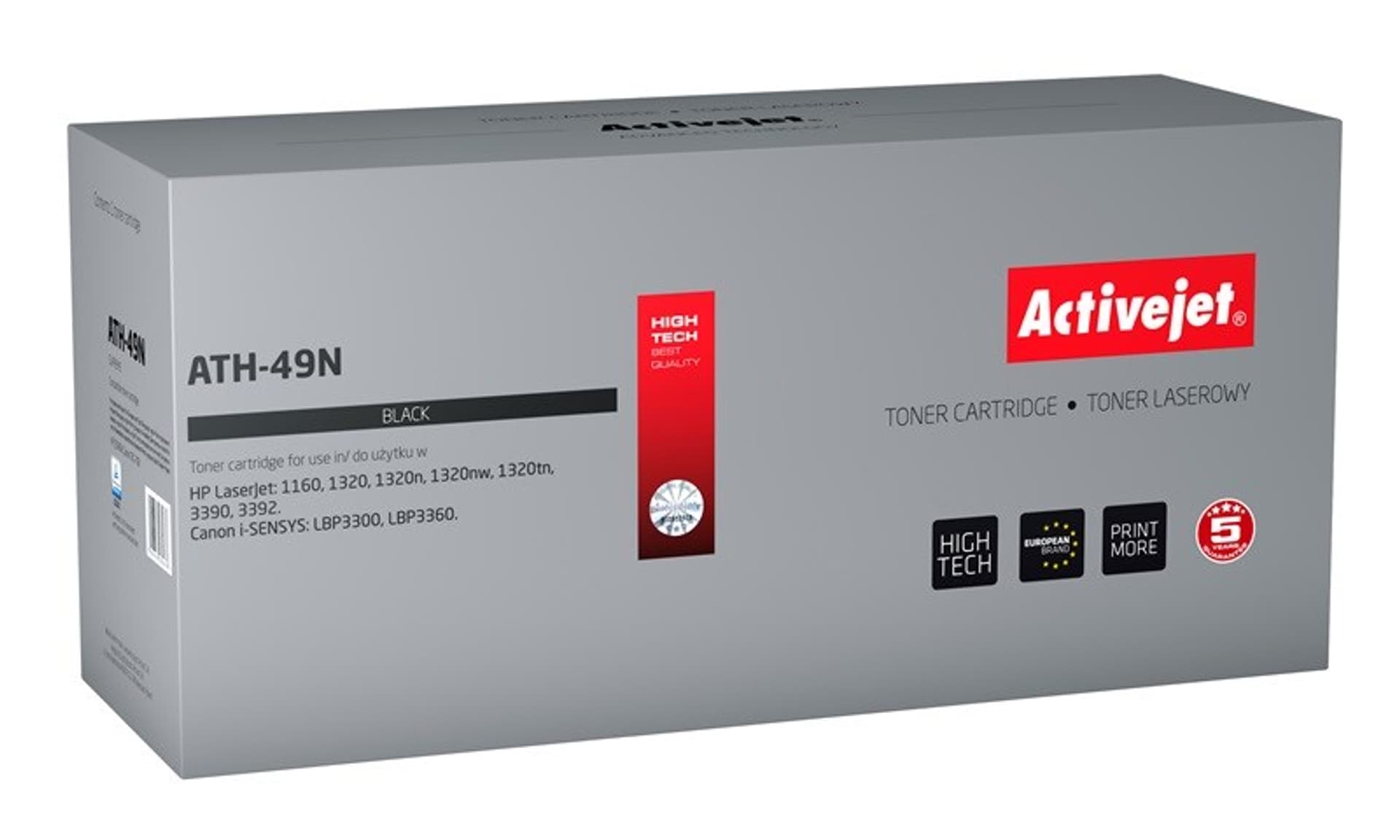 

Toner Activejet ATH-49N (zamiennik HP 49A Q5949A, Canon CRG-708; Supreme; 3200 stron; czarny)