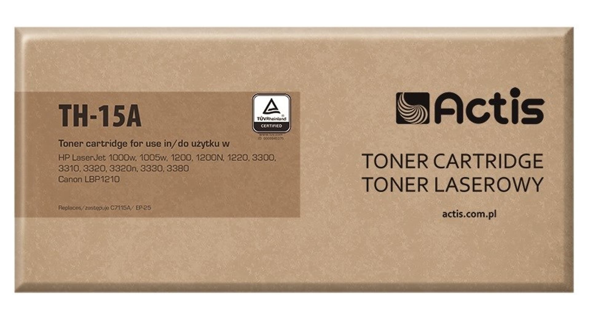 

Toner ACTIS TH-15A (zamiennik HP 15A C7115A, Canon EP-25; Standard; 2500 stron; czarny)