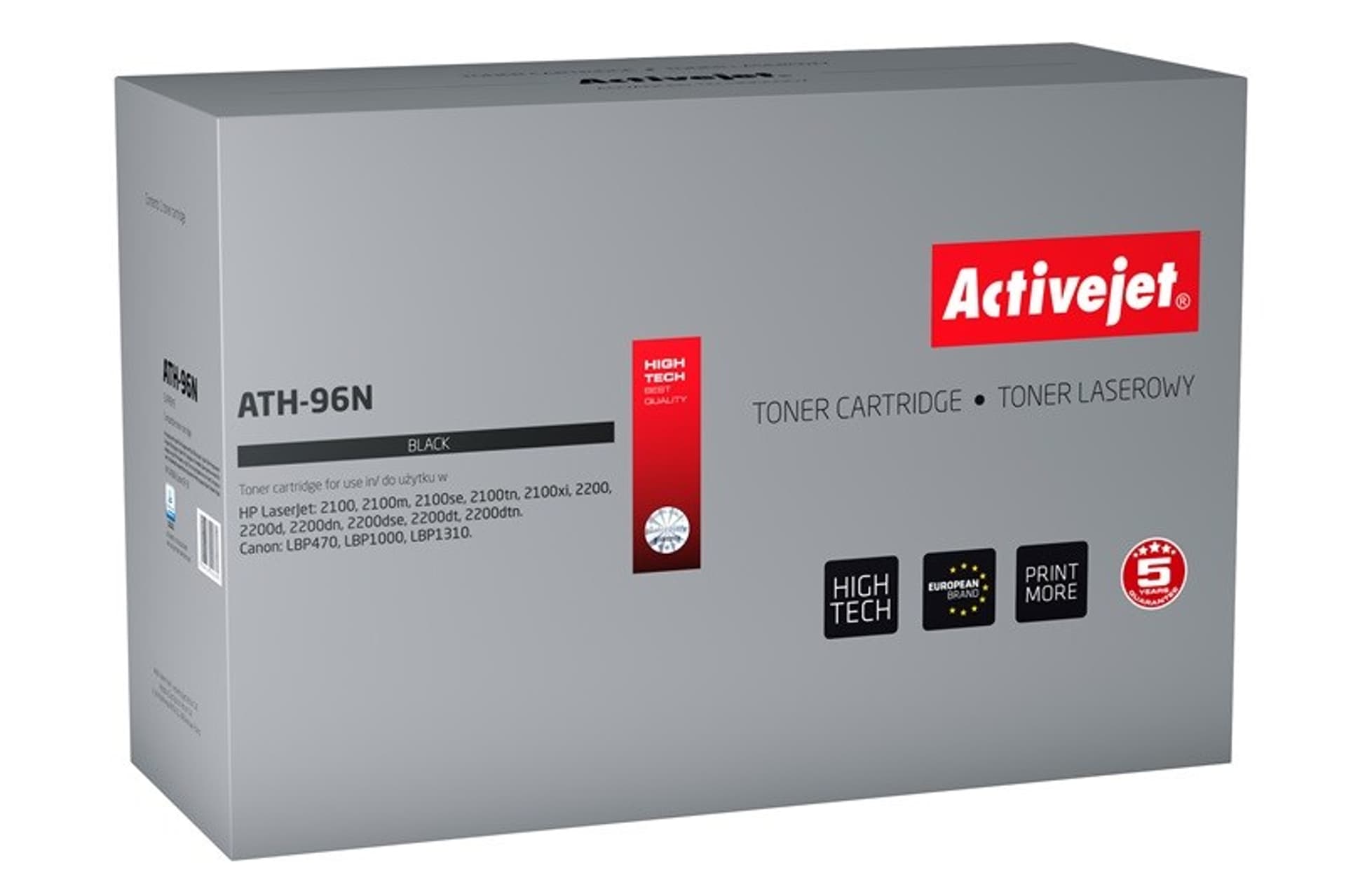 

Toner Activejet ATH-96N (zamiennik HP 96A C4096A, Canon EP-32; Supreme; 5700 stron; czarny)