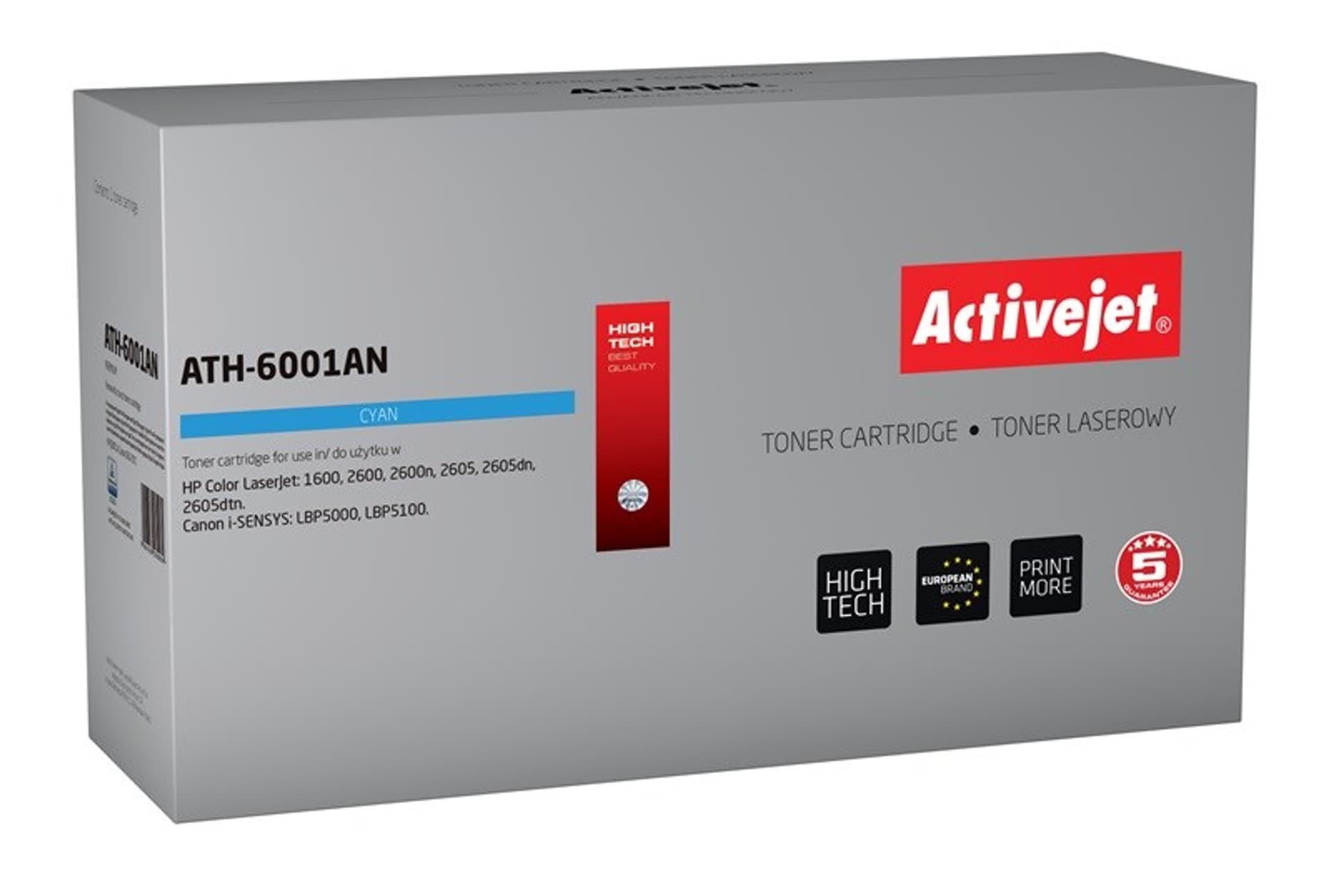 

Toner Activejet ATH-6001AN (zamiennik HP 124A Q6001A, Canon CRG-707C; Premium; 2000 stron; niebieski)