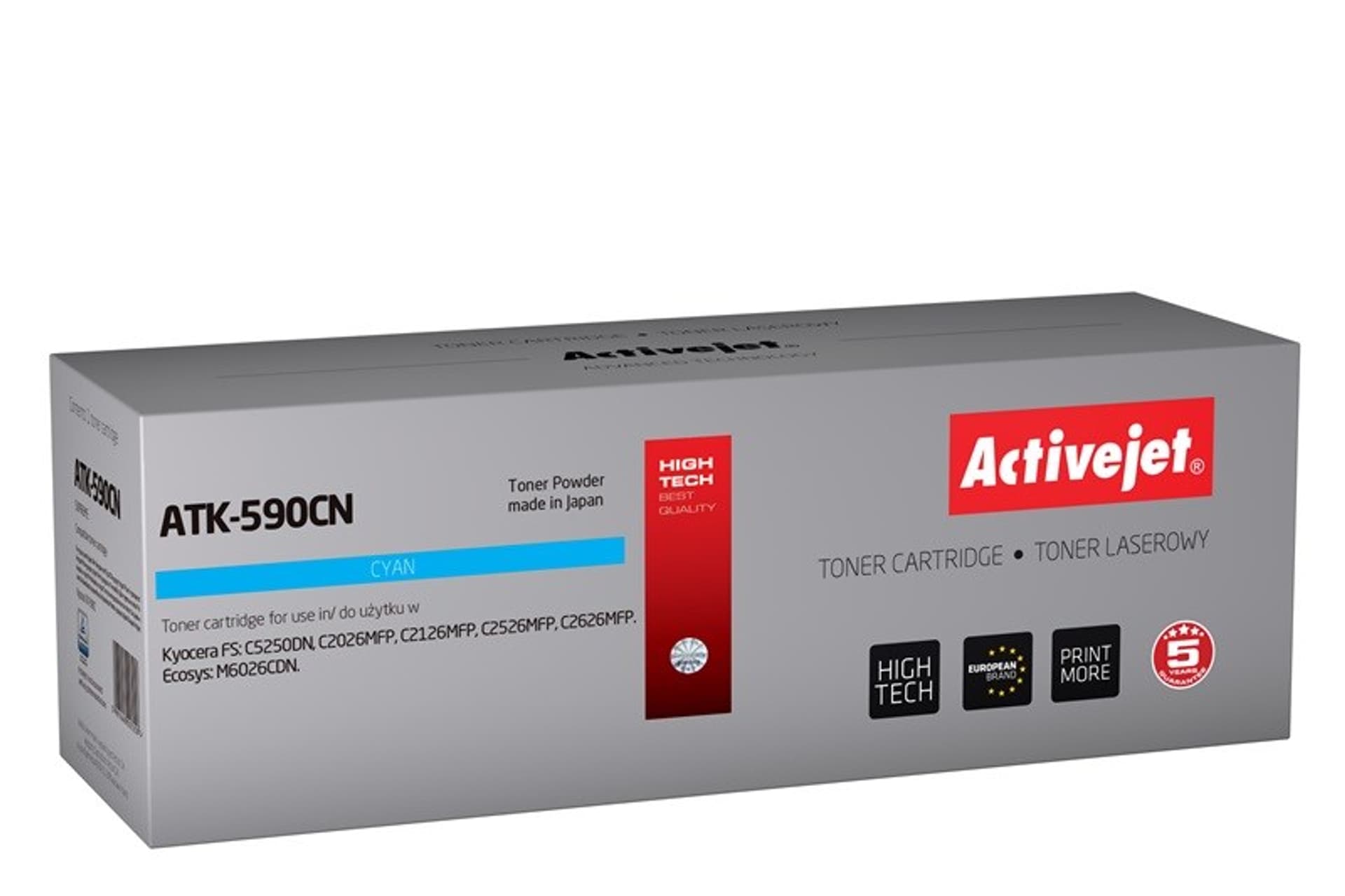 

Activejet Toner ATK-590CN (zamiennik Kyocera TK-590C; Supreme; 5000 stron; niebieski)