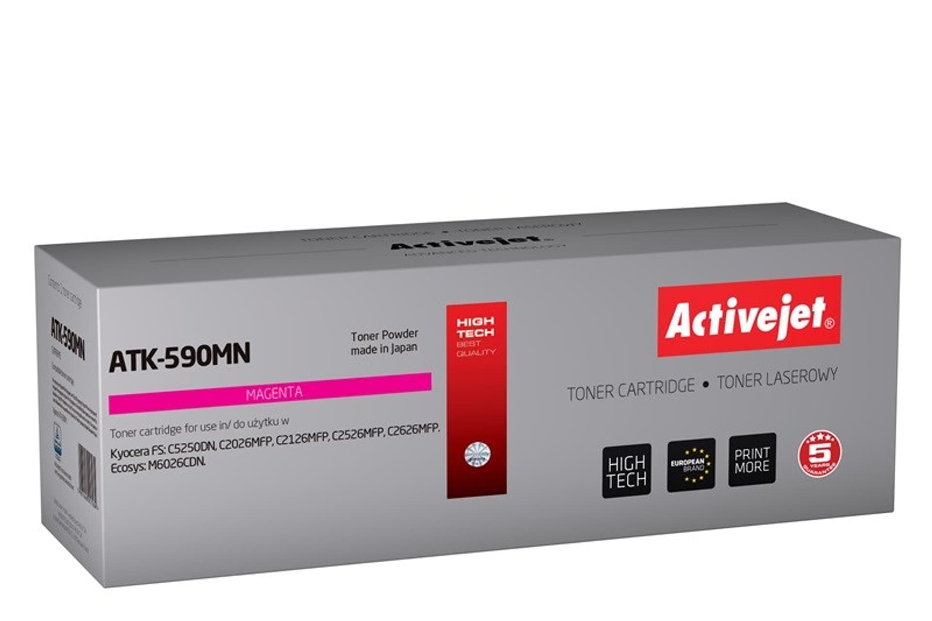 

Activejet Toner ATK-590M (zamiennik Kyocera TK-590M; Supreme; 5000 stron; czerwony)