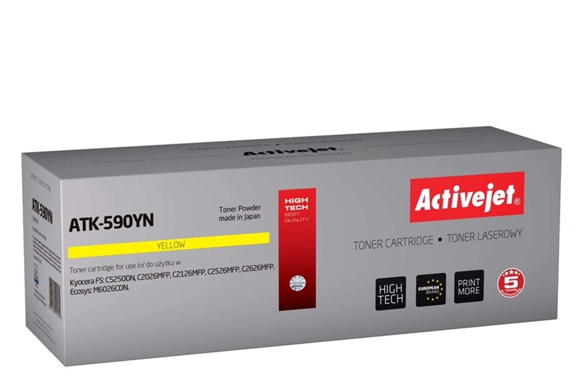 

Activejet Toner ATK-590YN (zamiennik Kyocera TK-590Y; Supreme; 5000 stron; żółty)