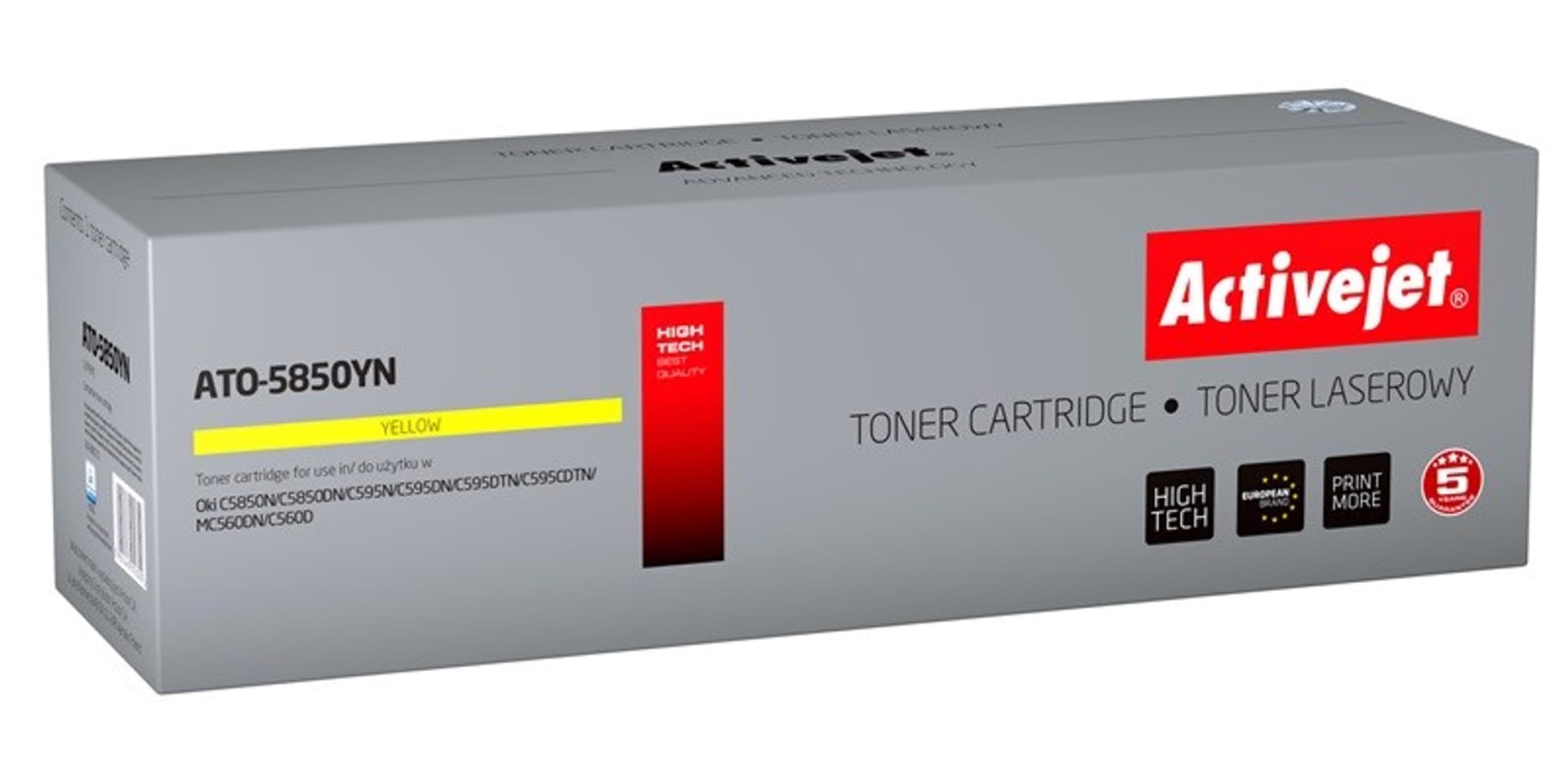 

Toner Activejet ATO-5850YN (zamiennik OKI 43865721; Supreme; 6000 stron; żółty)
