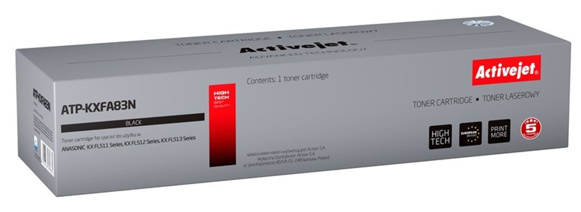 

Toner Activejet ATP-KXFA83N (zamiennik Panasonic KXFA83; Supreme; 2500 stron; czarny)