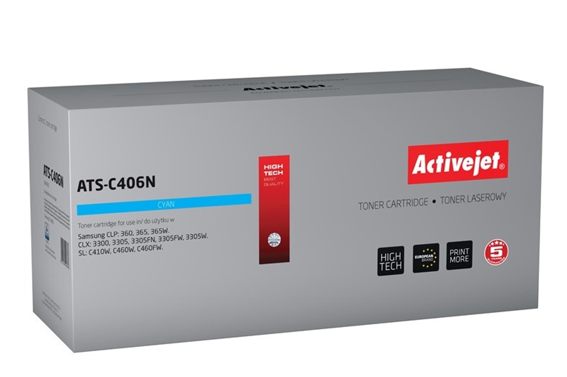 

Toner Activejet ATS-C406N (zamiennik Samsung CLT-C406S; Supreme; 1000 stron; niebieski)