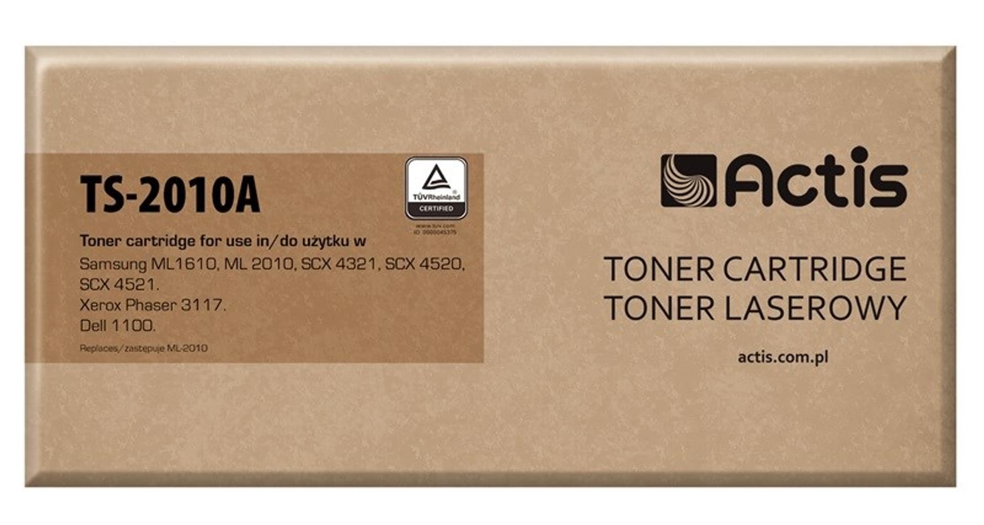 

Toner Actis TS-2010A (zamiennik Samsung ML-1610D2/ ML-2010D3; Standard; 3000 stron; czarny)