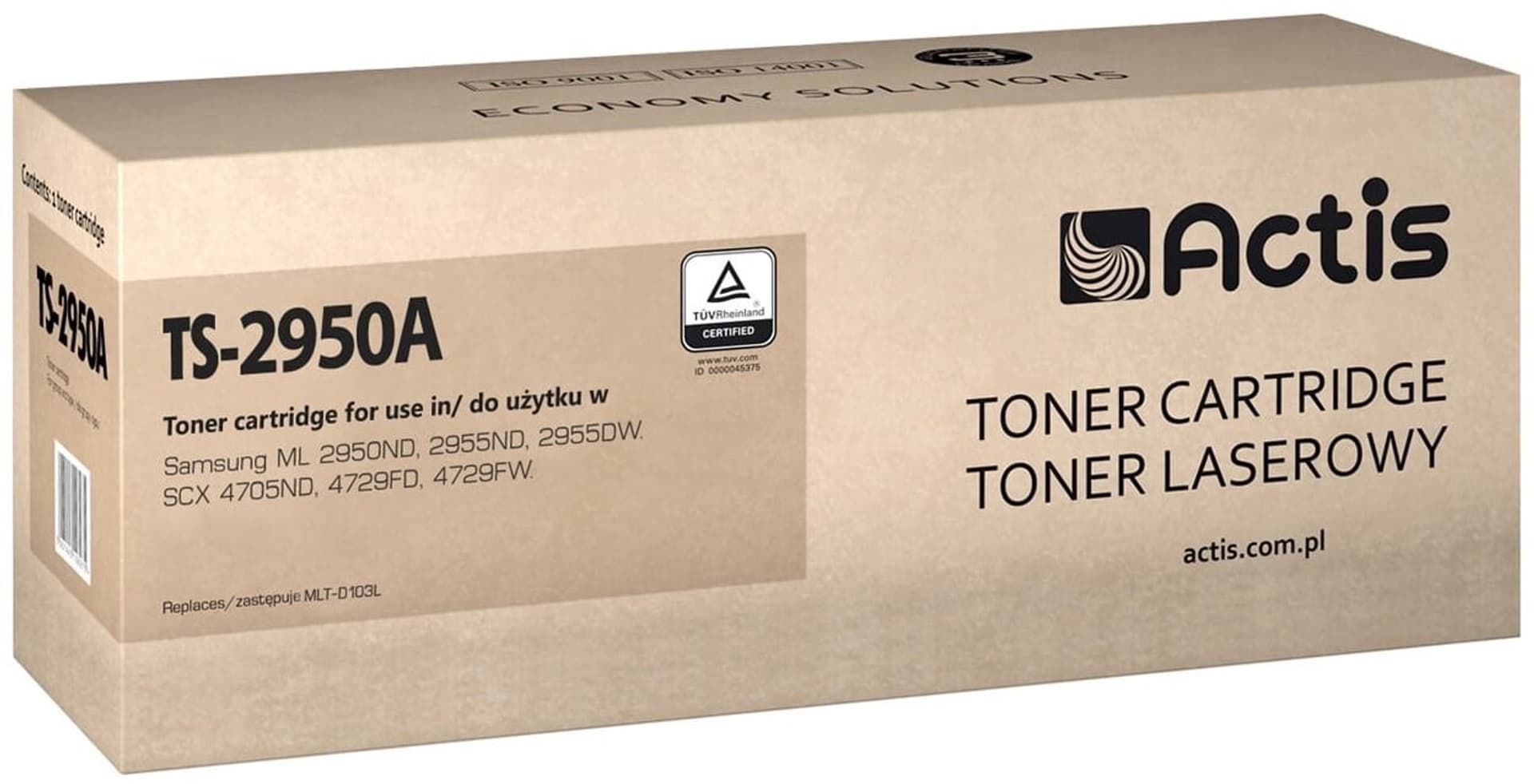 

Toner ACTIS TS-2950A (zamiennik Samsung MLT-D103L; Standard; 2500 stron; czarny)