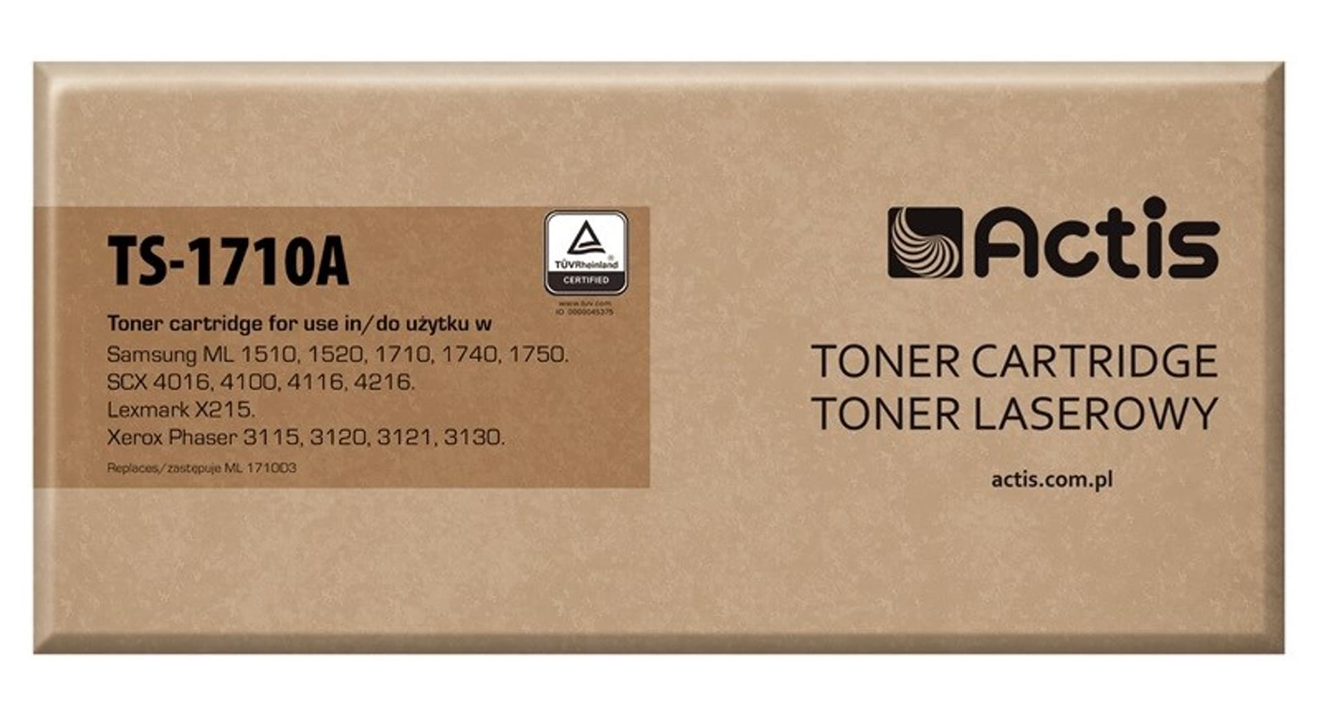 

Toner ACTIS TS-1710A (zamiennik Samsung ML-1710D3; Standard; 3000 stron; czarny)