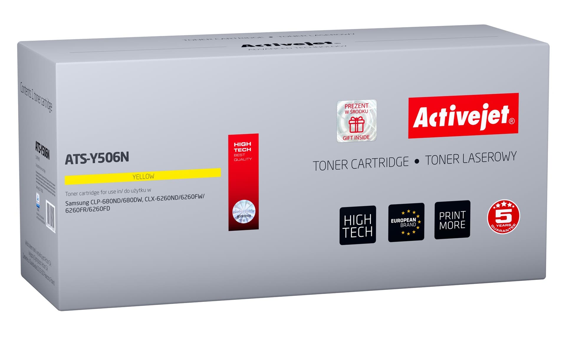 

Toner Activejet ATS-Y506N (zamiennik Samsung CLT-Y506L; Supreme; 3500 stron; żółty)