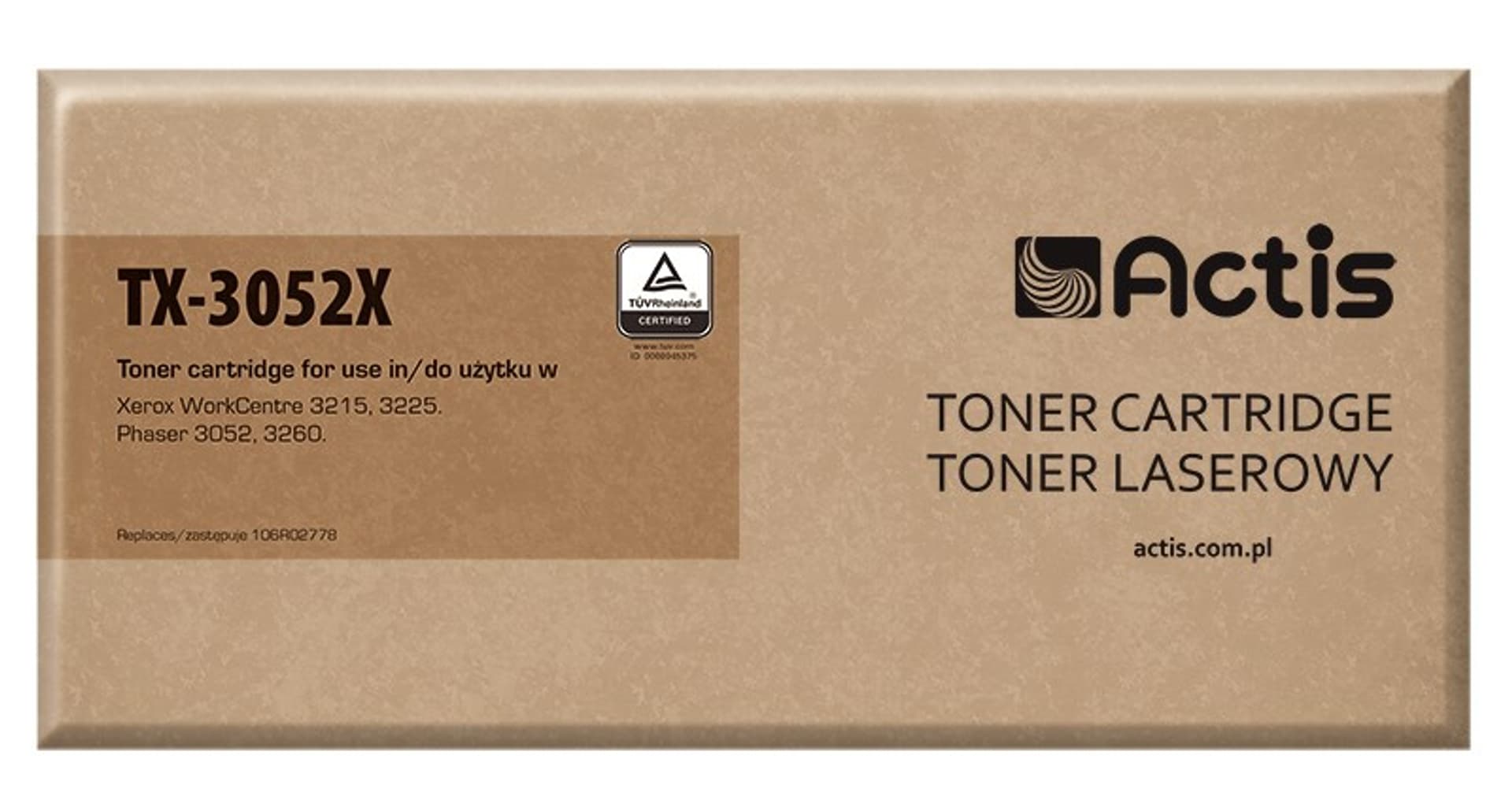 

Toner ACTIS TX-3052X (zamiennik Xerox 106R02778; Standard; 3000 stron; czarny)