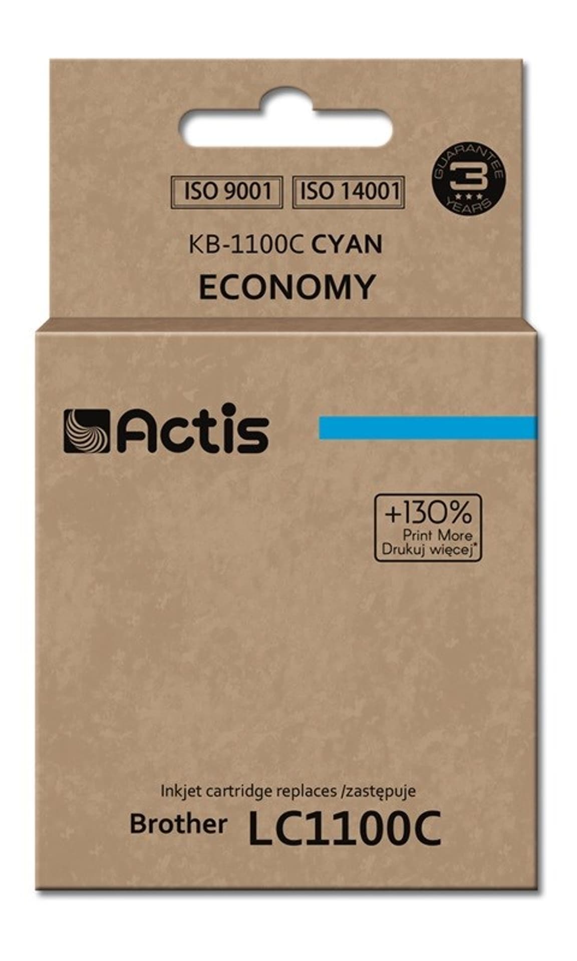 

Tusz ACTIS KB-1100C (zamiennik Brother LC1100C/980C; Standard; 19 ml; niebieski)