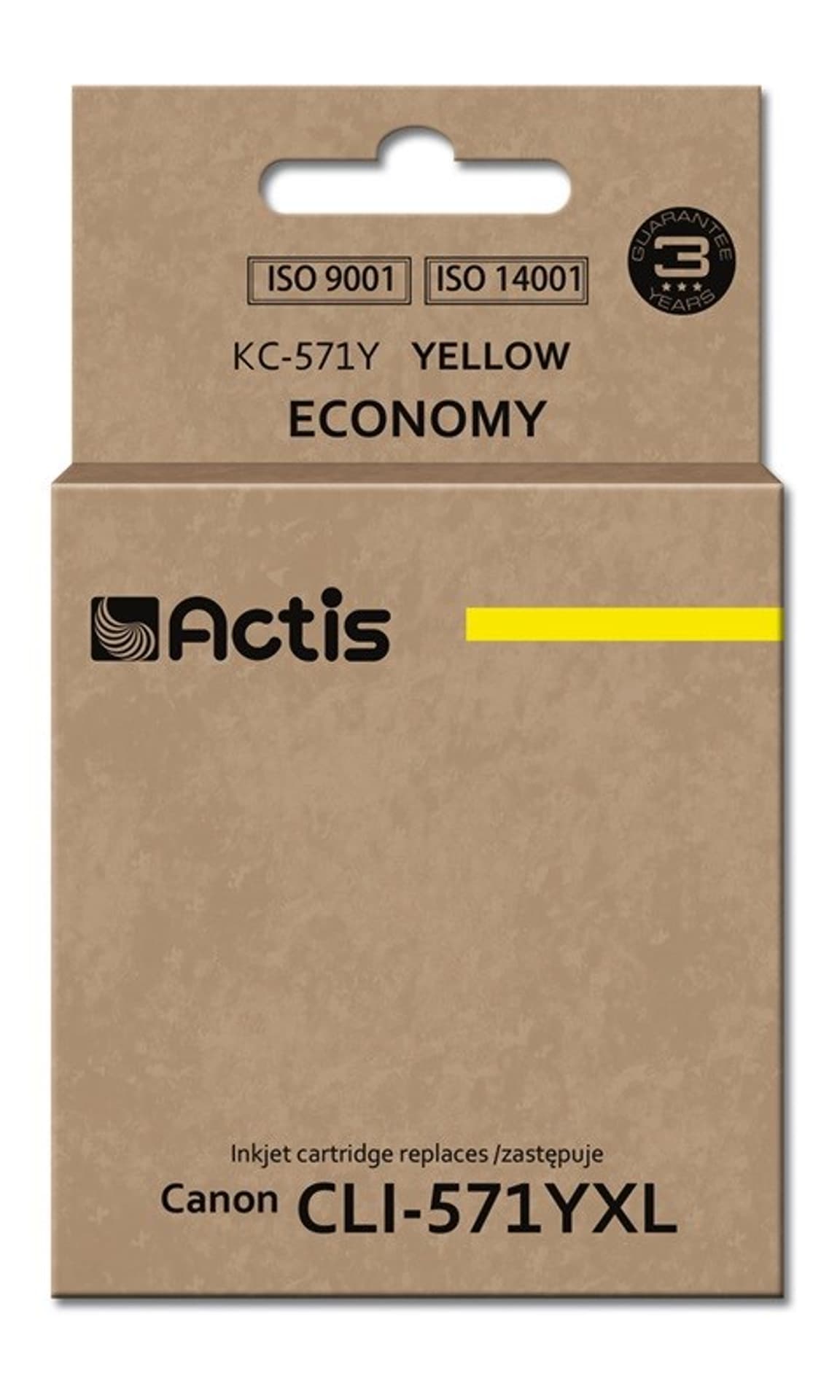 

Tusz ACTIS KC-571Y (zamiennik Canon CLI-571Y; Standard; 12 ml; żółty)