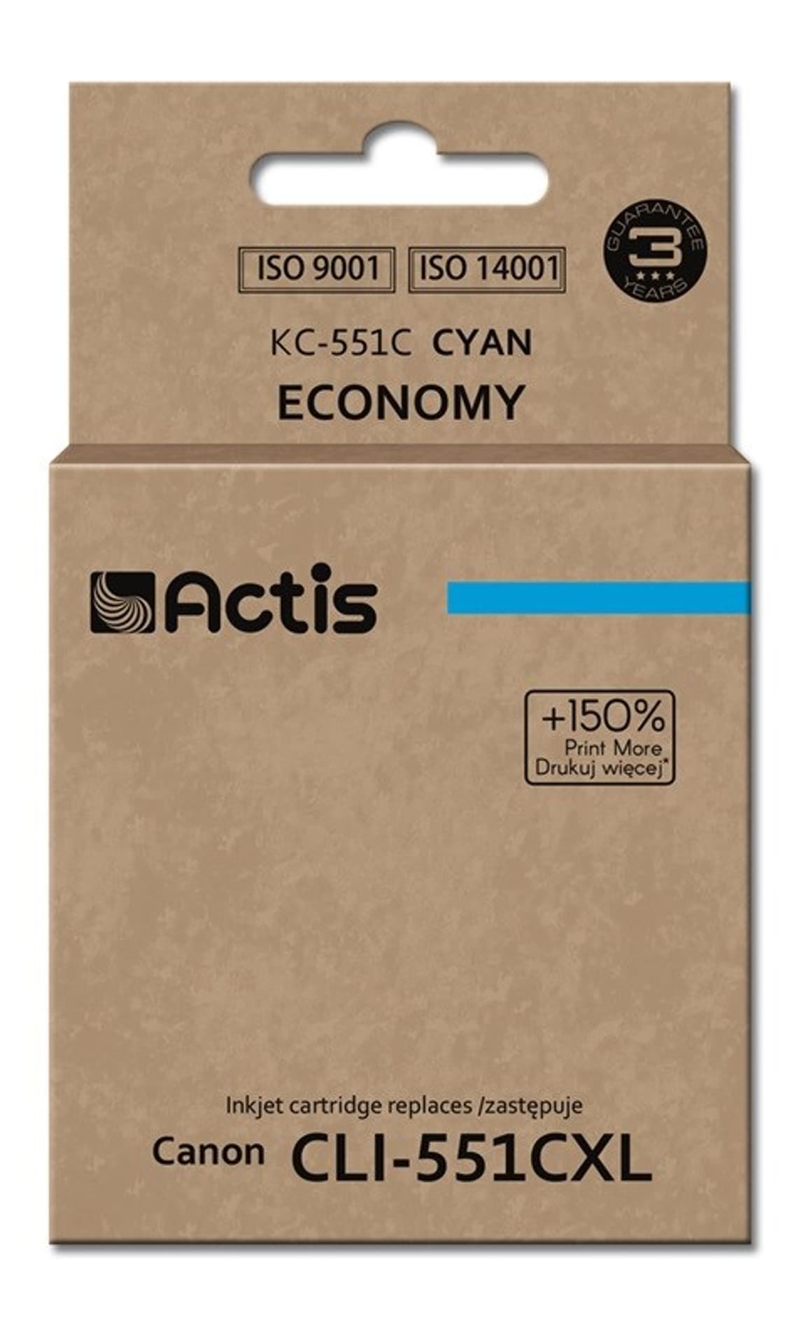 

Tusz ACTIS KC-551C (zamiennik Canon CLI-551C; Standard; 12 ml; niebieski)