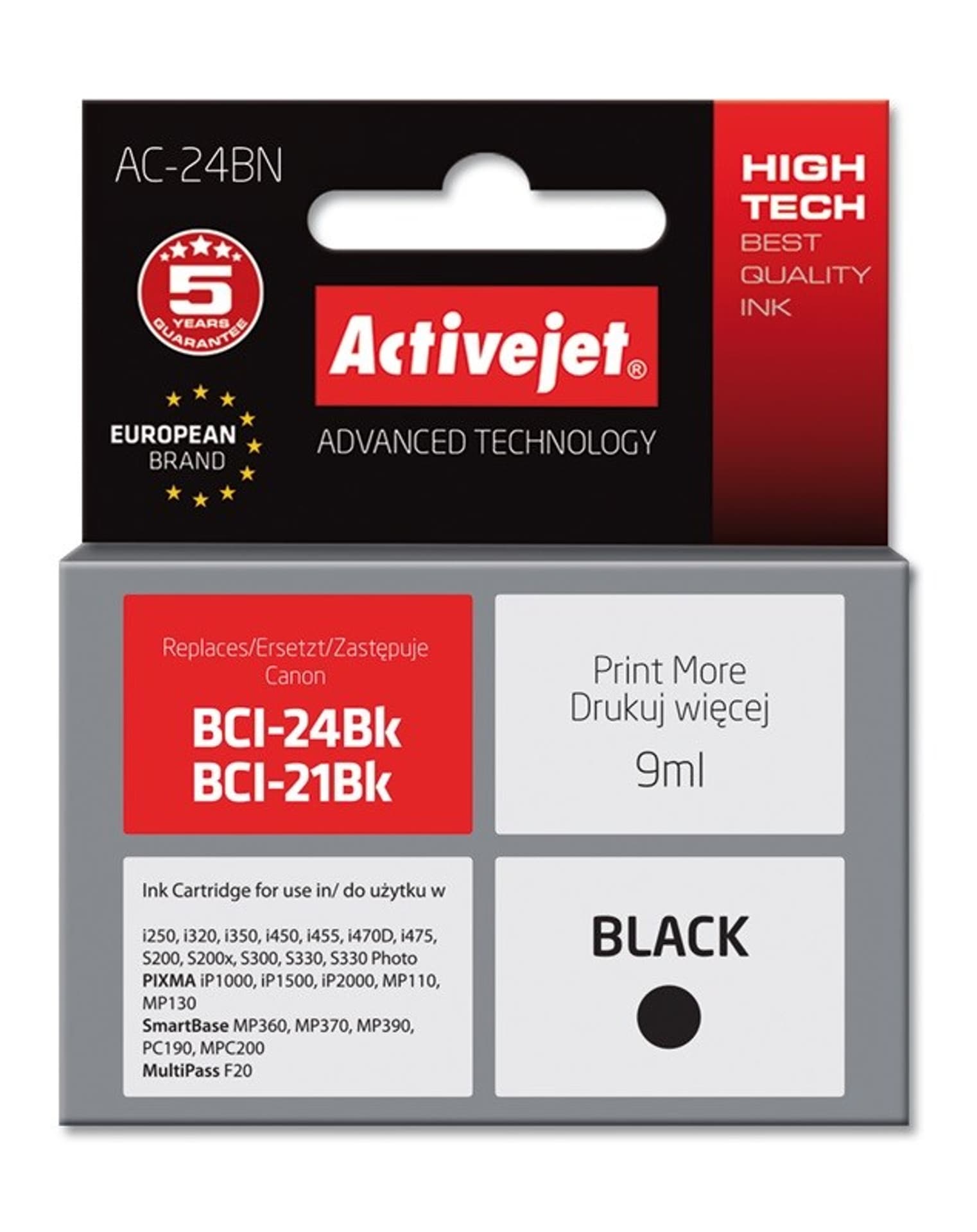 

Activejet AC-24BN Tusz (zamiennik Canon BCI-24BK; Supreme; 9 ml; czarny)