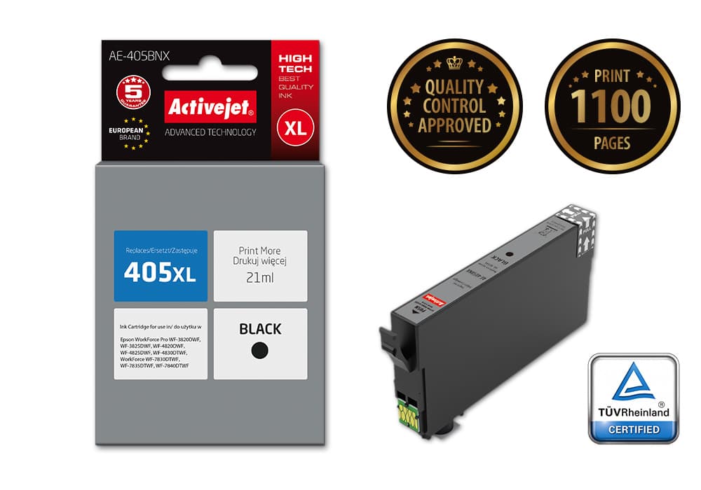 

Tusz Activejet AE-405BNX (zamiennik Epson 405XL C13T05H14010; Supreme; 21ml; black)