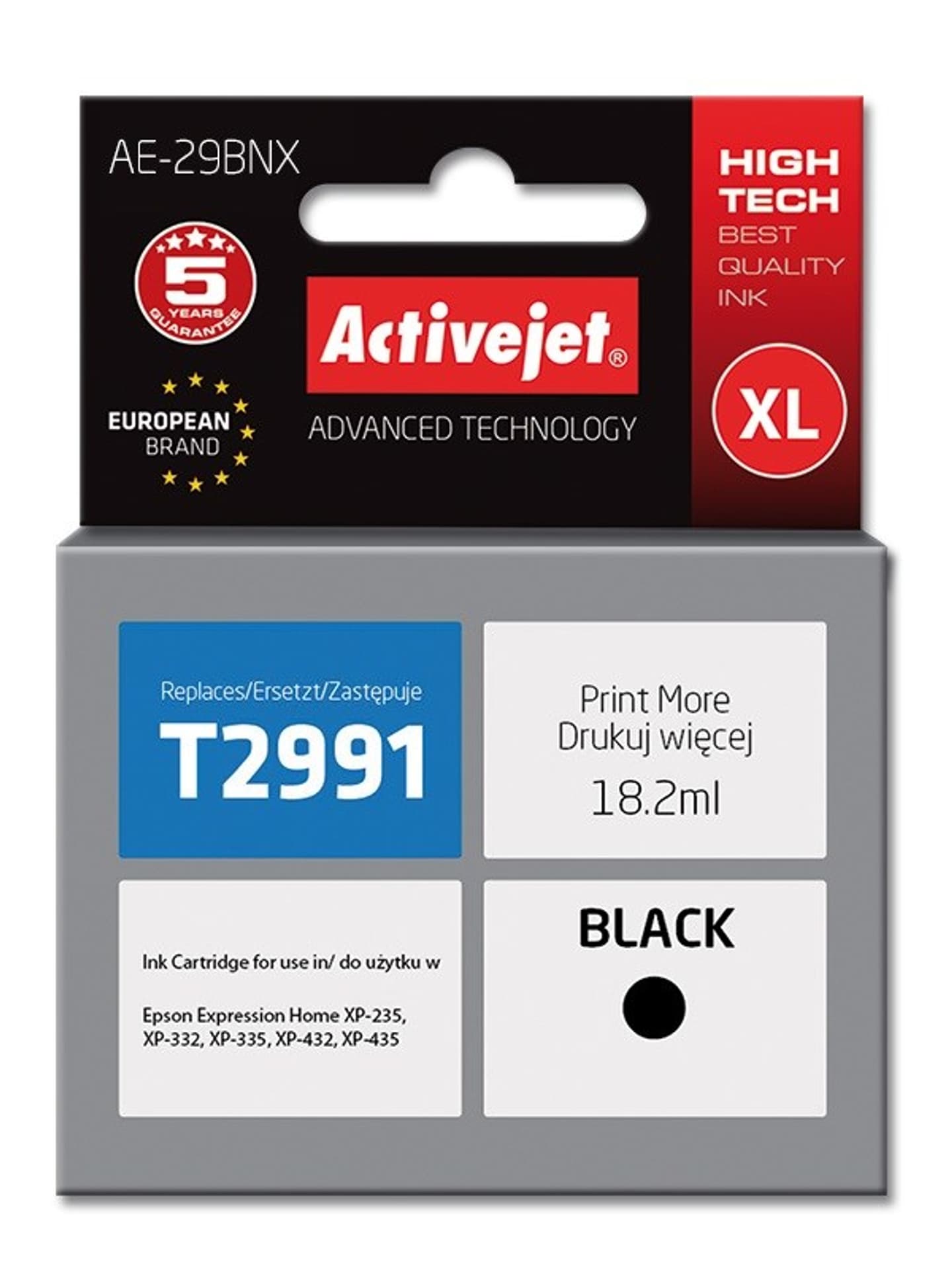 

Tusz Activejet AE-29BNX (zamiennik Epson 29XL T2991; Supreme; 18 ml; czarny)