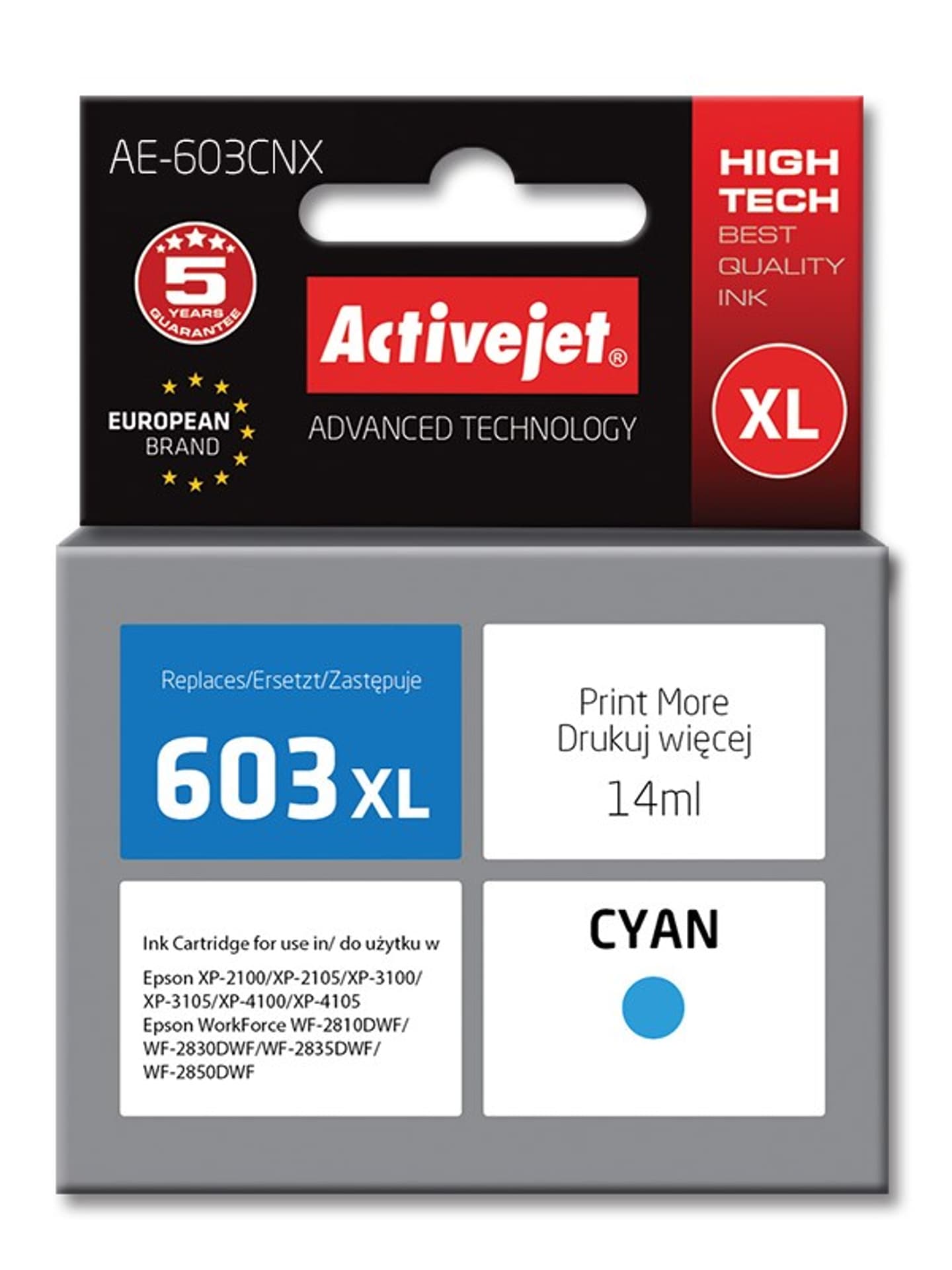 

TUSZ ACTIVEJET EPSON 603XL/T03A24 CYAN 14ml / AE-603CNX