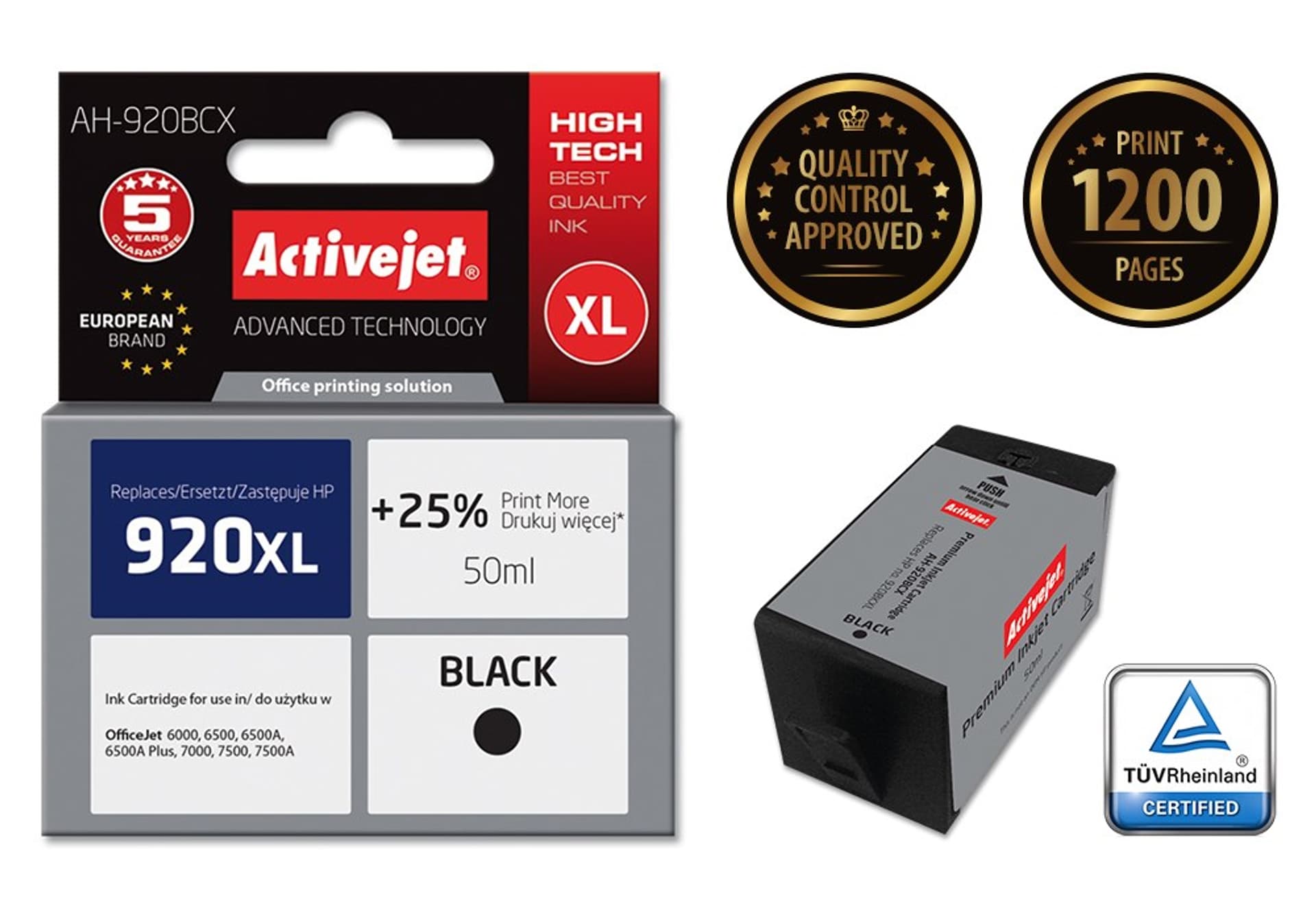 

Tusz Activejet AH-920BCX (zamiennik HP 920XL CD975AE; Premium; 50 ml; czarny)