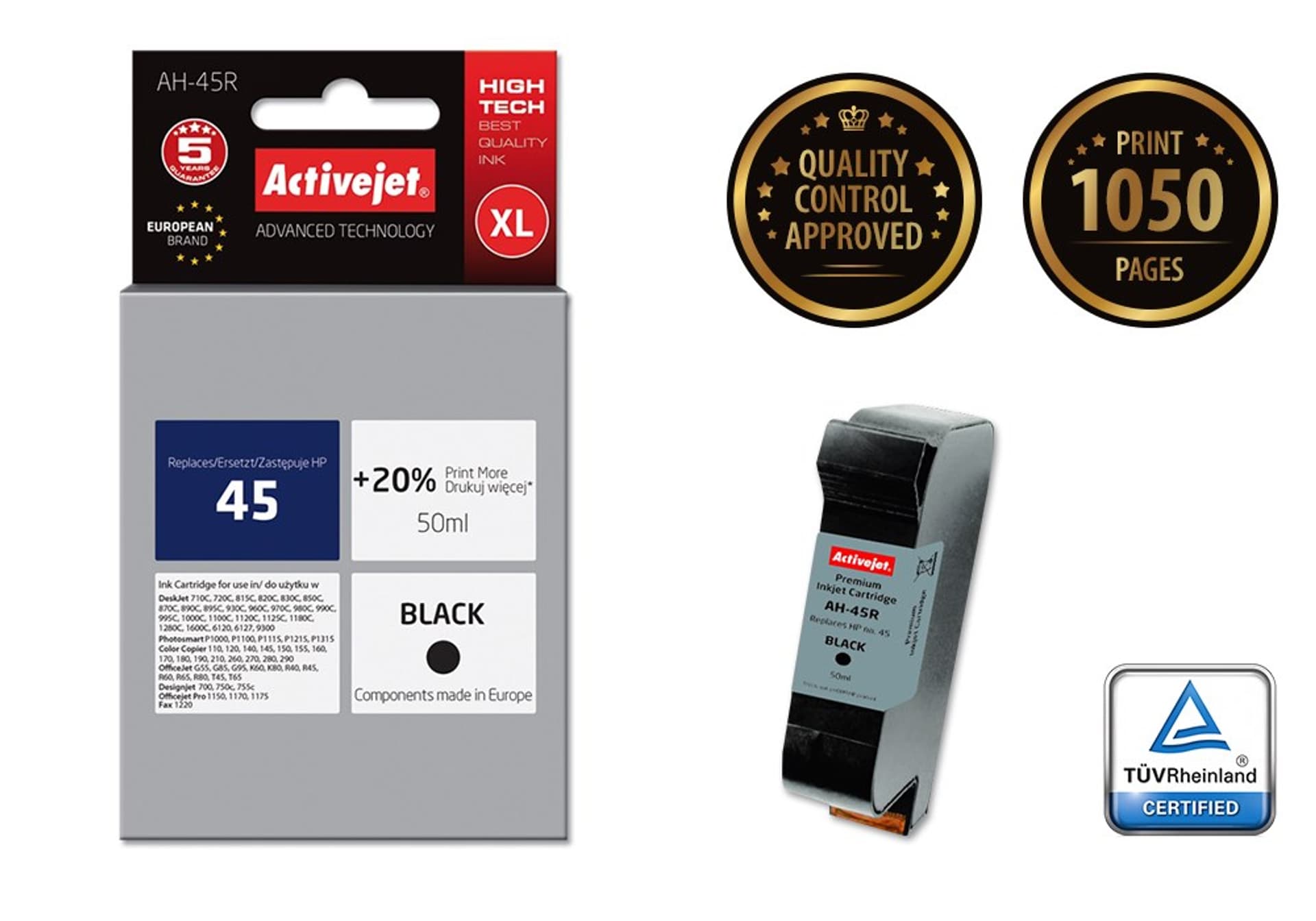 

Activejet AH-45R Tusz (zamiennik HP 45 51645A; Premium; 50 ml; czarny)