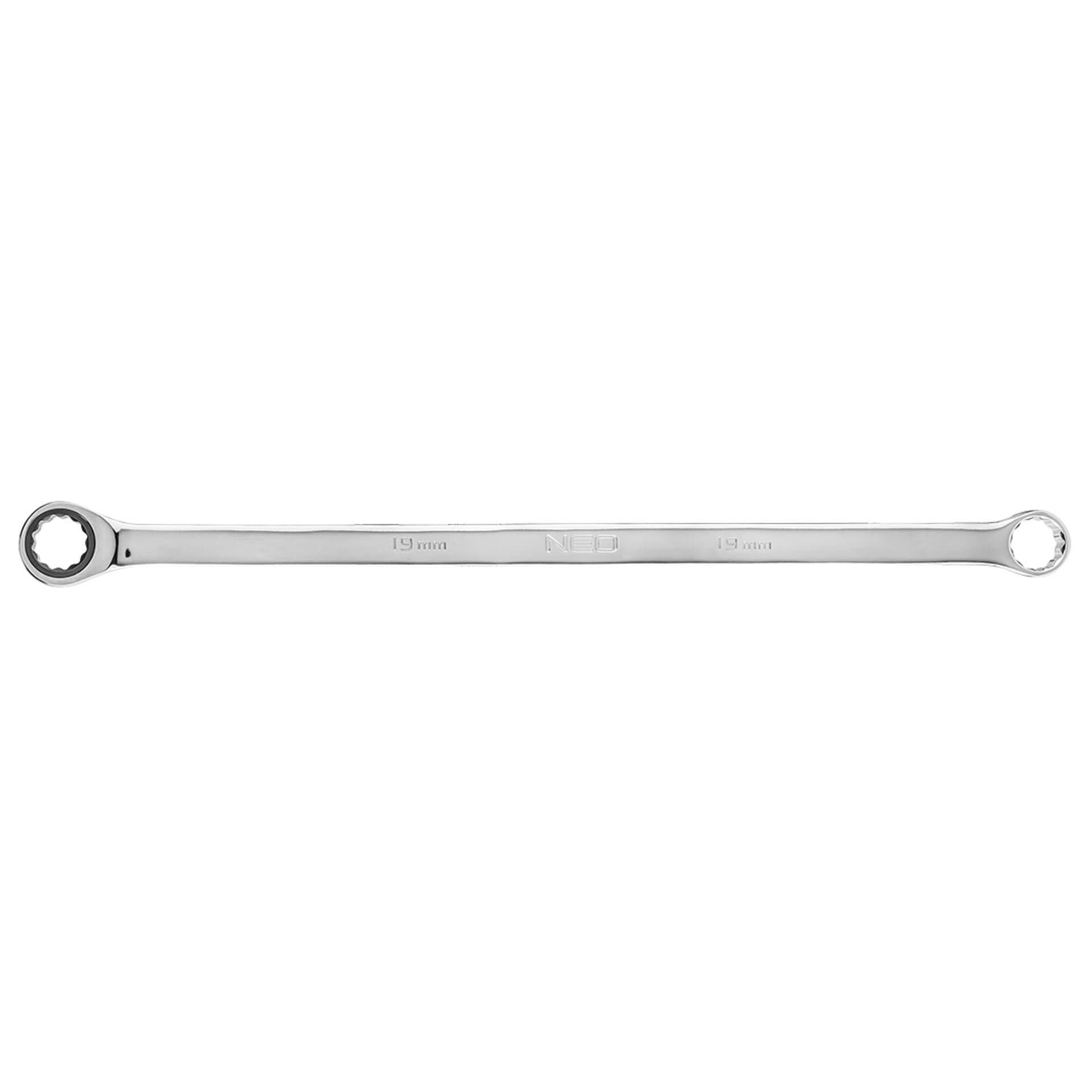 

Klucz oczkowy dwustronny z grzechotką, długi 19 mm
