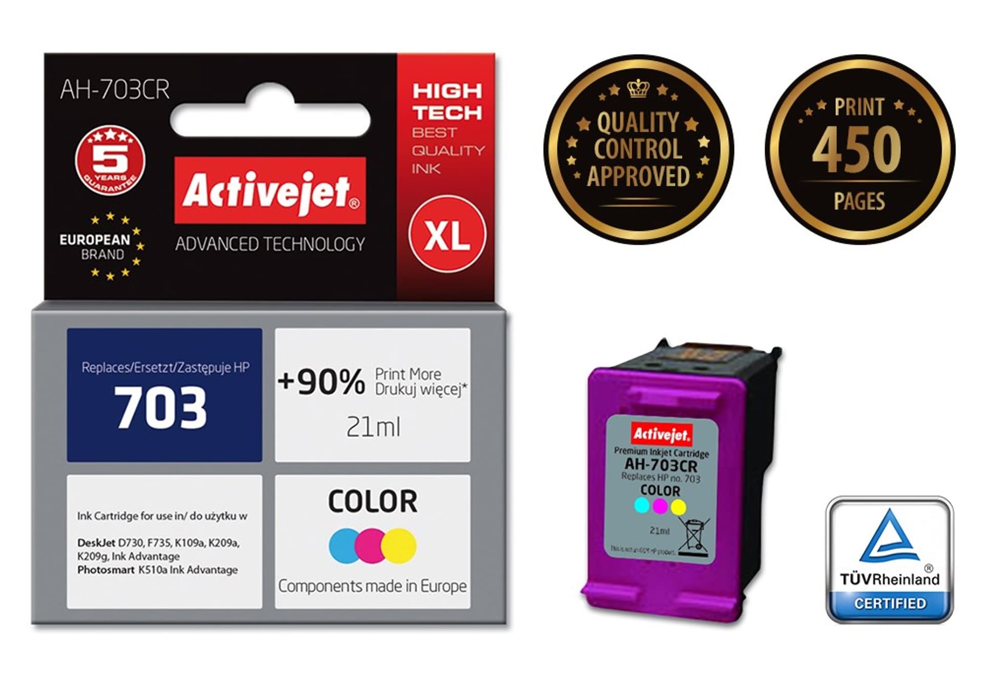 

Activejet AH-703CR Tusz (zamiennik HP 703 CD888AE; Premium; 21 ml; kolor)