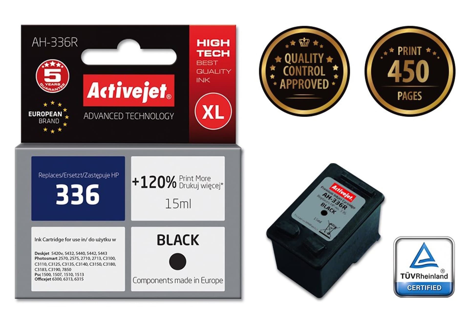 

Tusz Activejet AH-336R (zamiennik HP 336 C9362EE; Premium; 15 ml; czarny)