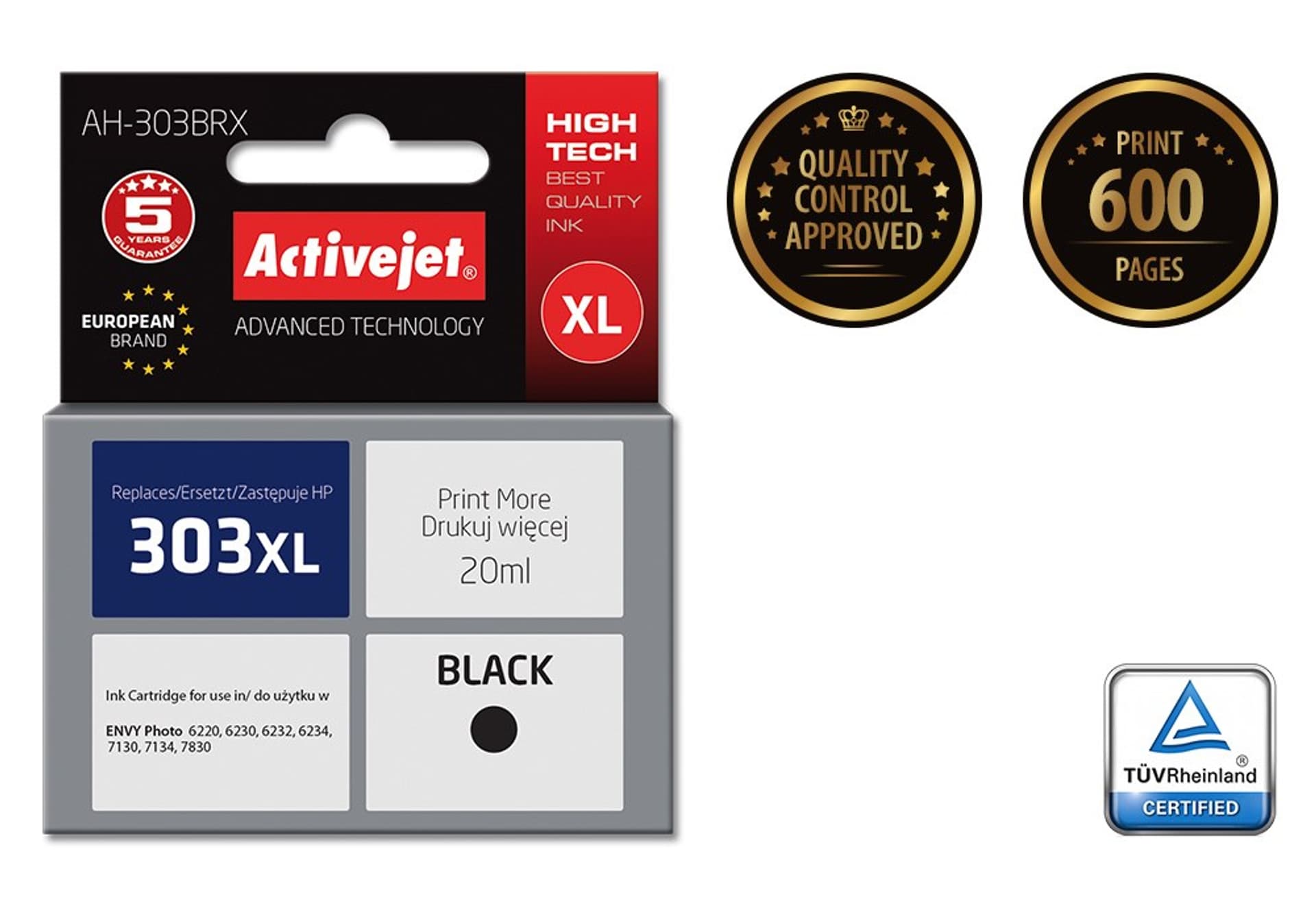 

Activejet Tusz AH-303BRX (zamiennik HP 303XL T6N04AE; Premium; 20ml; czarny)