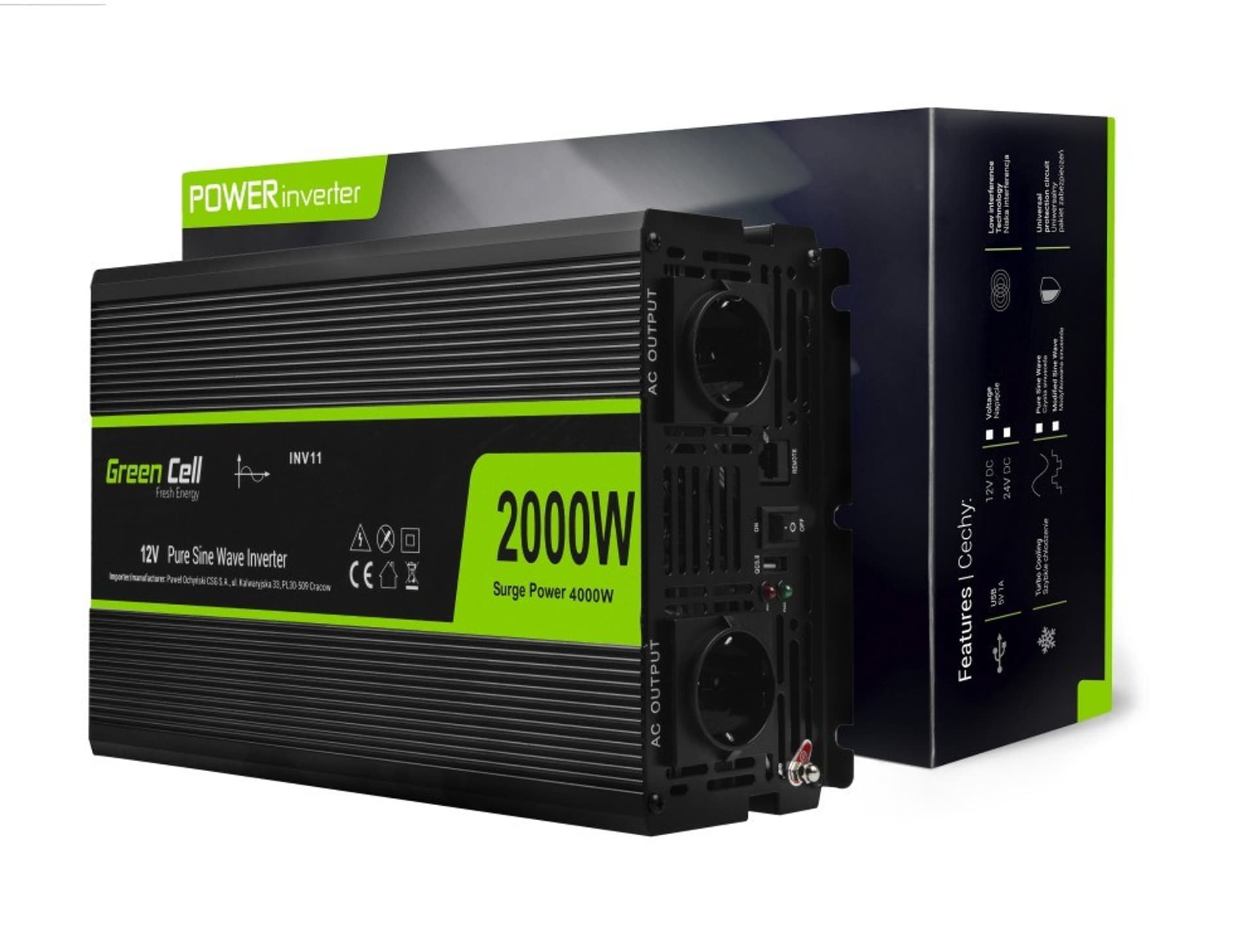 

Przetwornica 12V/230V 2000W/4000W Czysty sinus