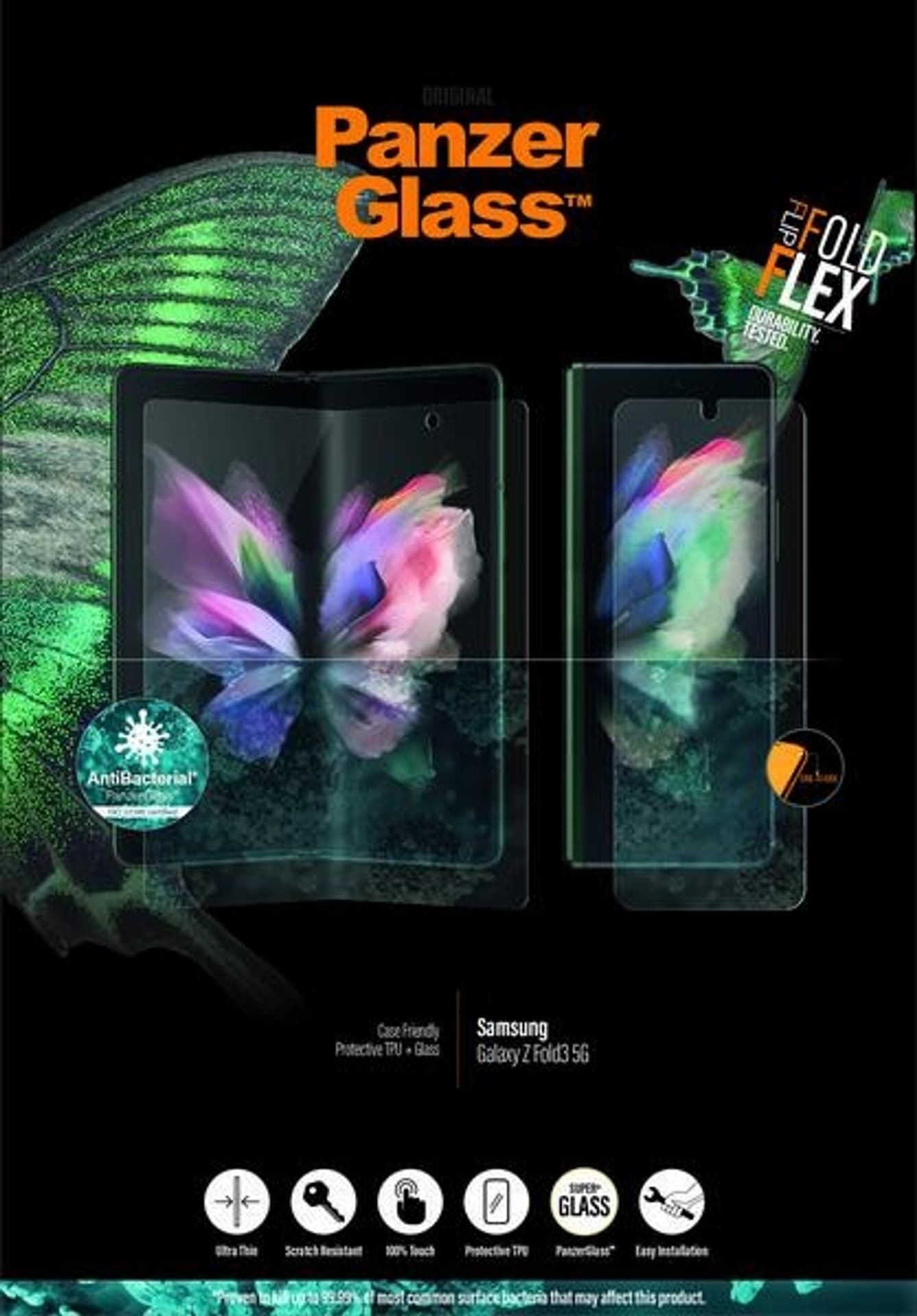 

PanzerGlass TPU+Glass Sam Galaxy Fold 3 5G Case Friendly, Antibacterial, Materiał TPU+Szkło 7277