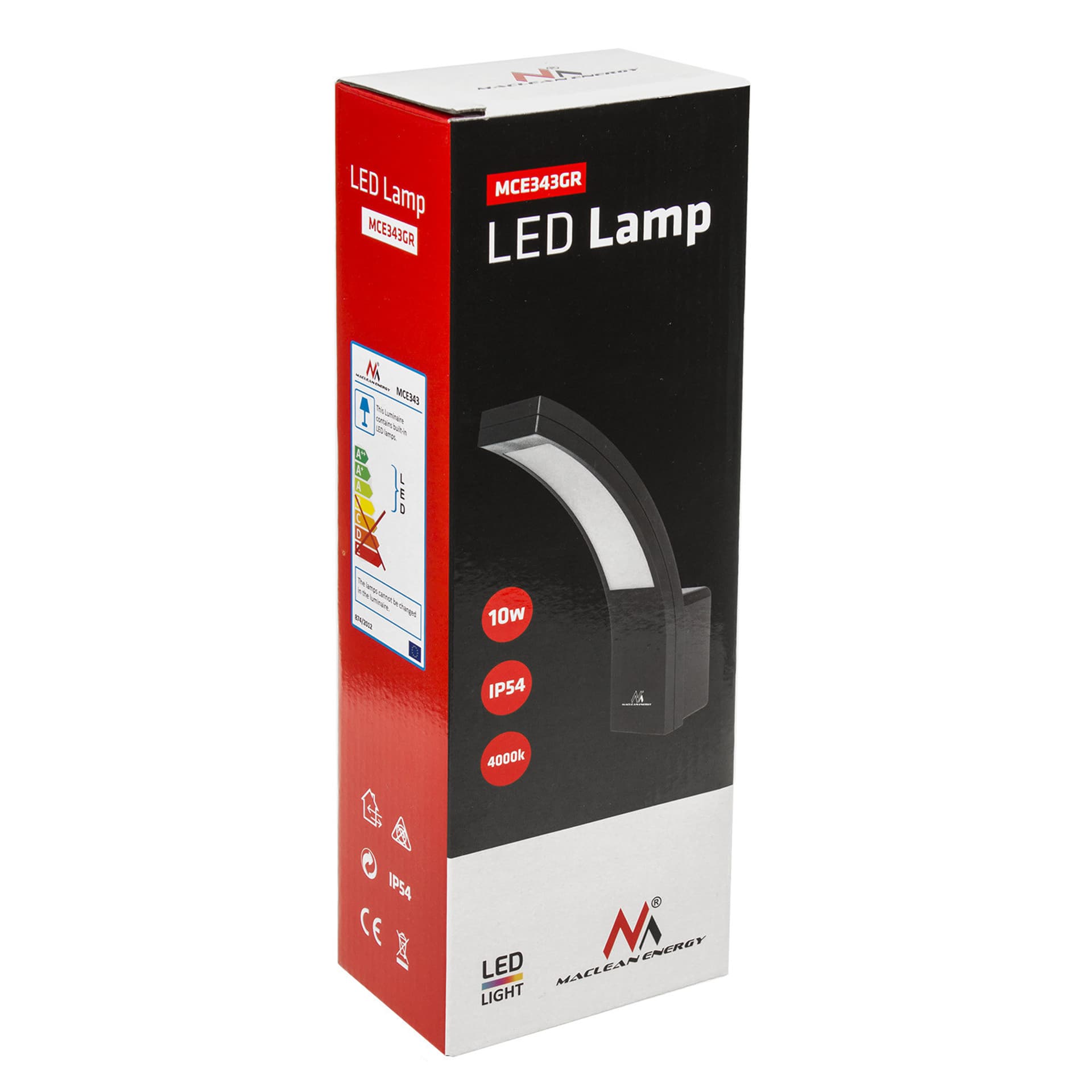 

Lampa elewacyjna LED Maclean, 800lm, 10W, kolor światła naturalny biały (4000K), kolor szary, MCE343 GR, 4000k)/kolor szary/mce343 g