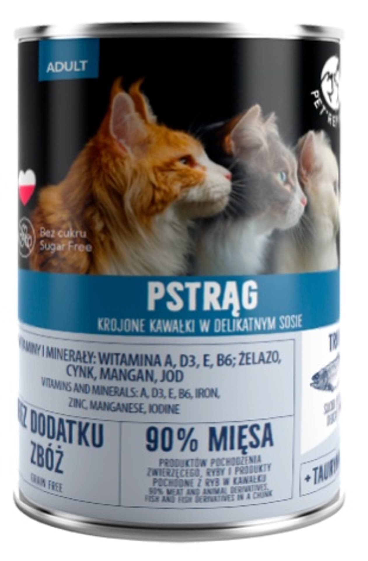 

PETREPUBLIC Kawałki z pstrągiem w sosie puszka dla kota 400g