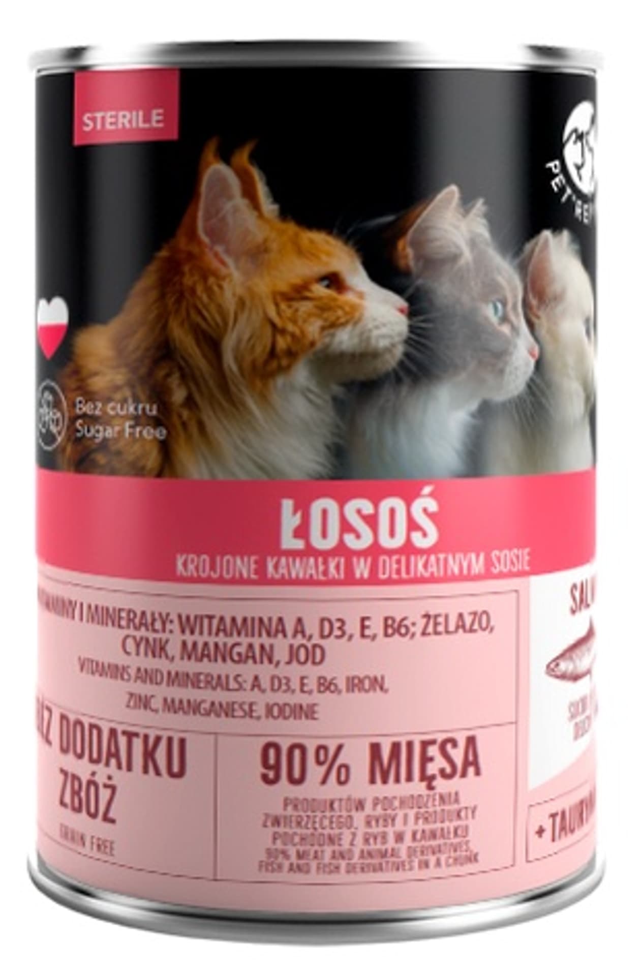 

PETREPUBLIC Kawałki z łososiem w sosie puszka dla kota sterylizowanego 400g