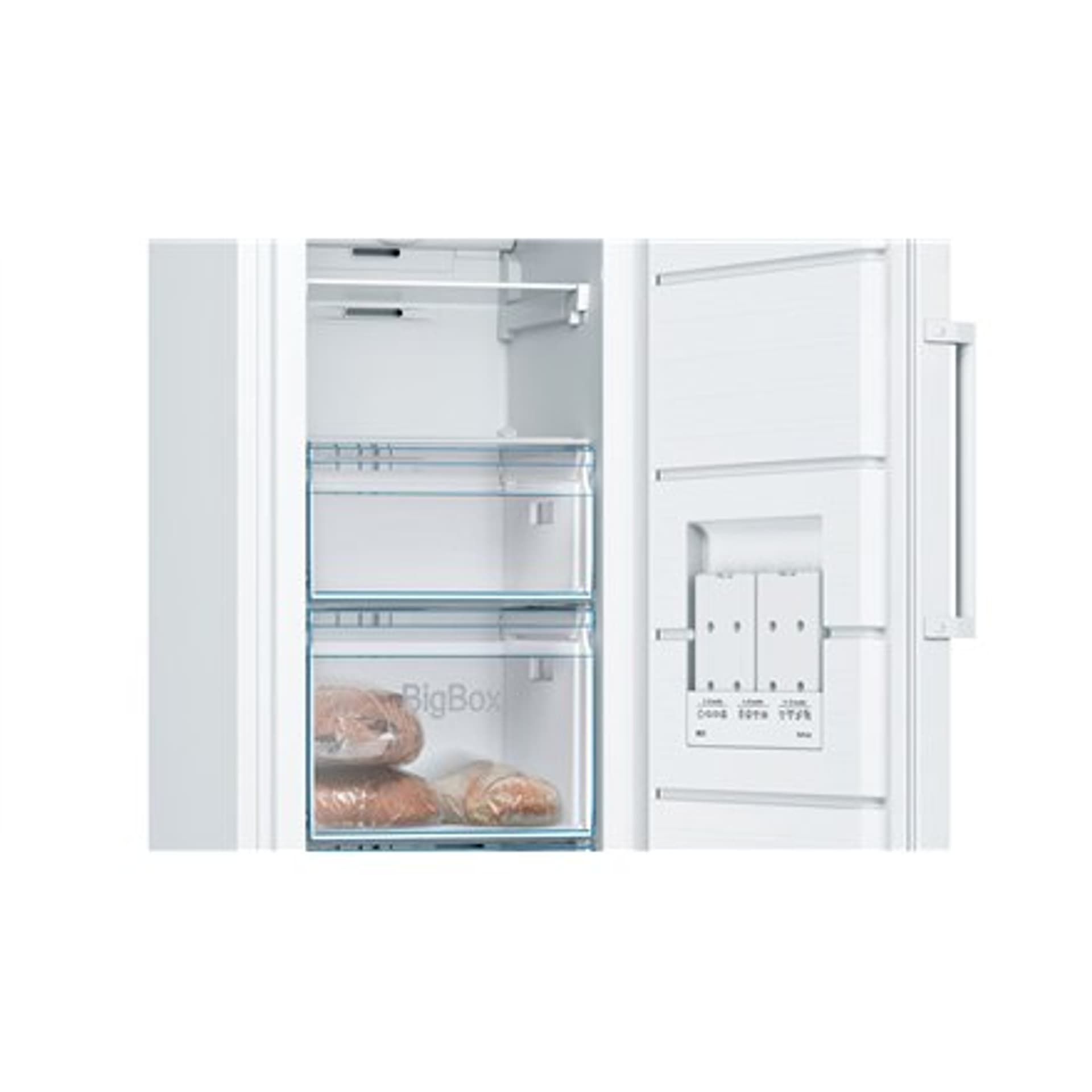 

Bosch Zamrażarka GSN29VWEP Klasa efektywności energetycznej E, Wolnostojąca, Stojąca, Wysokość 161 cm, System No Frost, Wyświetl