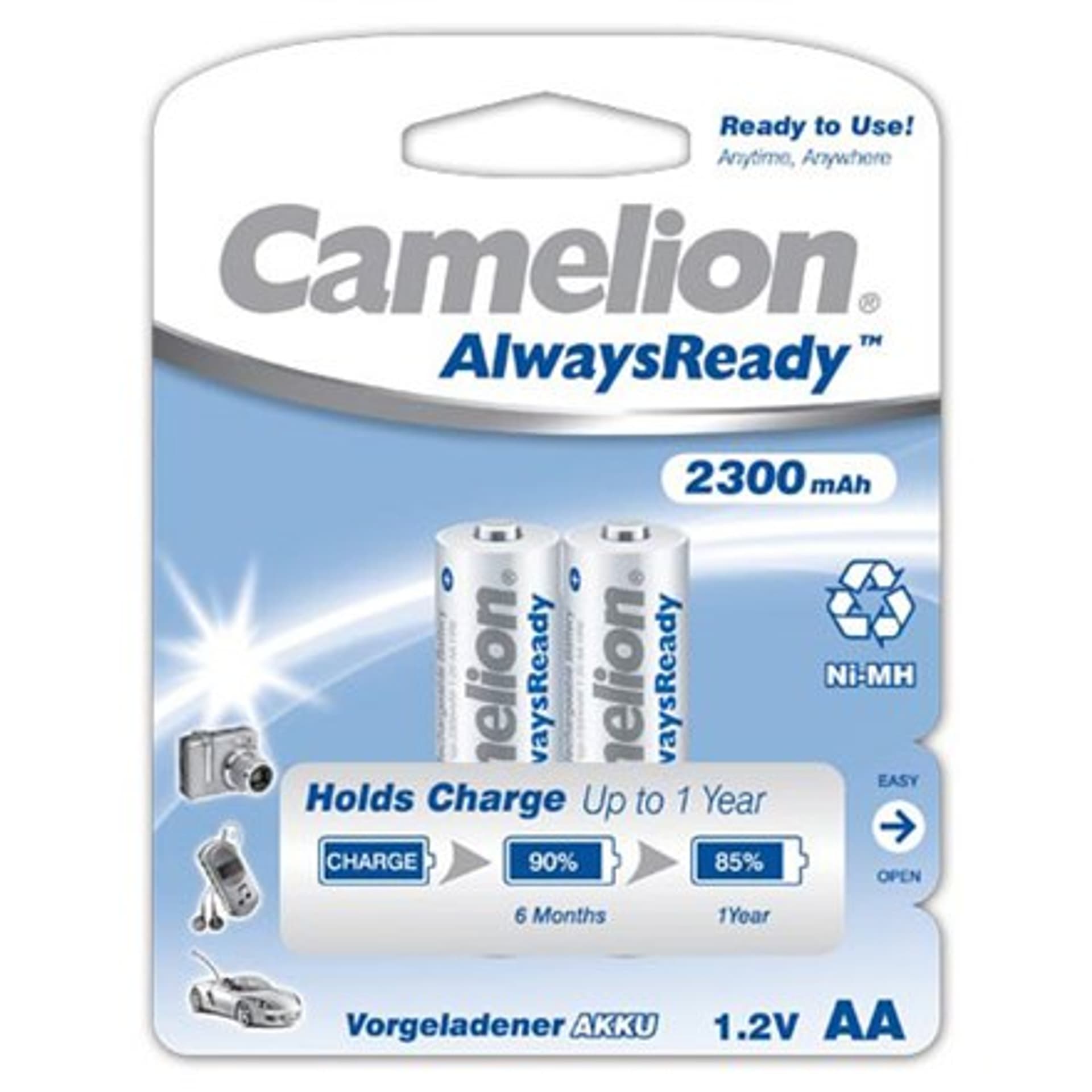 

Camelion AA/HR6, 2300 mAh, baterie akumulatorowe AlwaysReady Ni-MH, 2 szt.