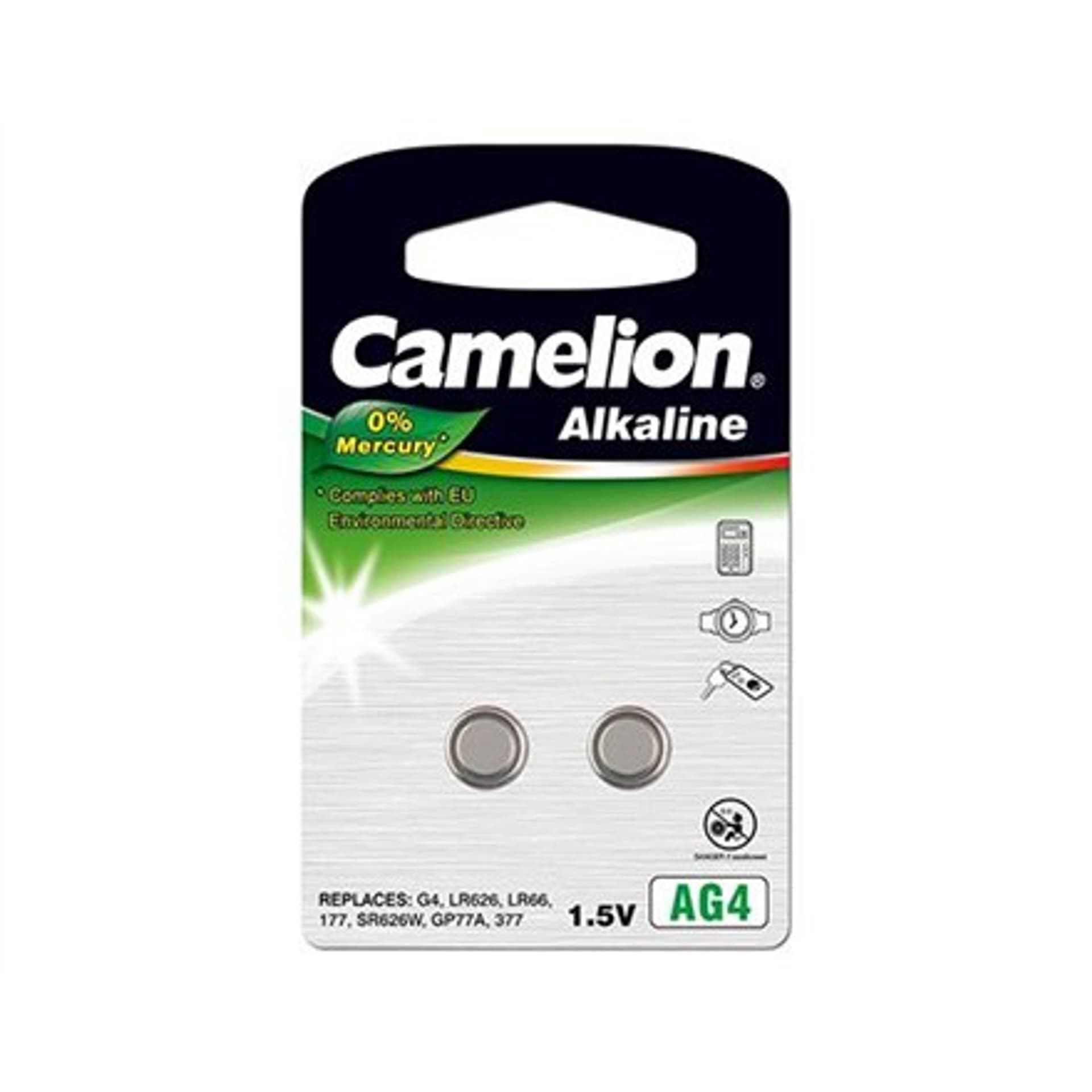 

Camelion AG4/LR66/LR626/377, Alkaline Buttoncell, 2 pc(s)