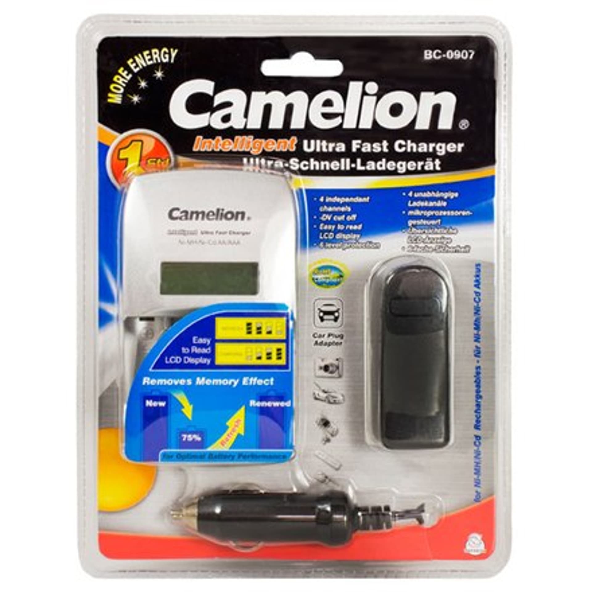 

Camelion Ultra Fast Battery Charger BC-0907 1-4 AA/AAA Ni-MH Batteries, Pulse Charging Technology