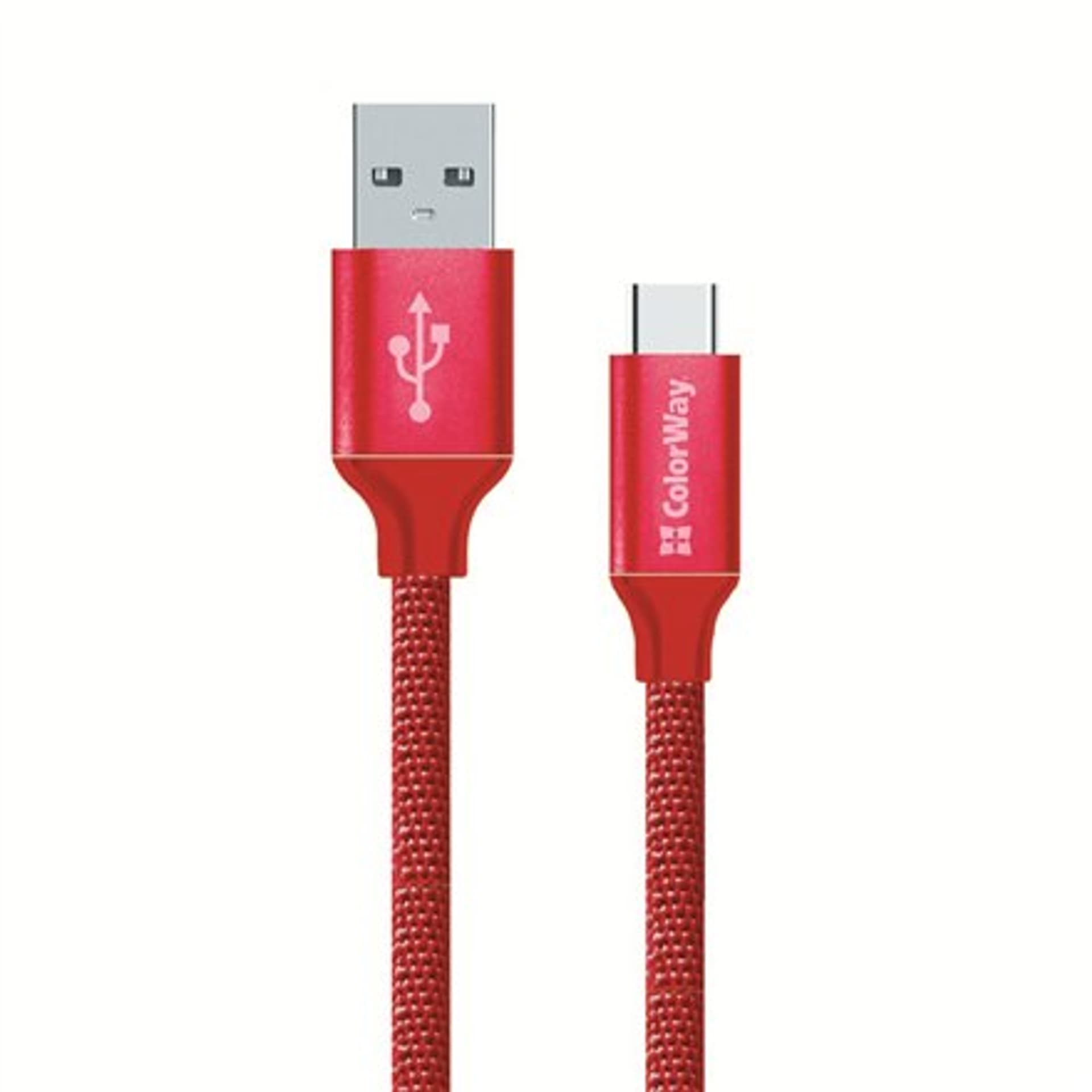

ColorWay Type-C Data Cable USB 2.0, Szybkie i bezpieczne ładowanie; Stabilna transmisja danych, Czerwony, 1 m