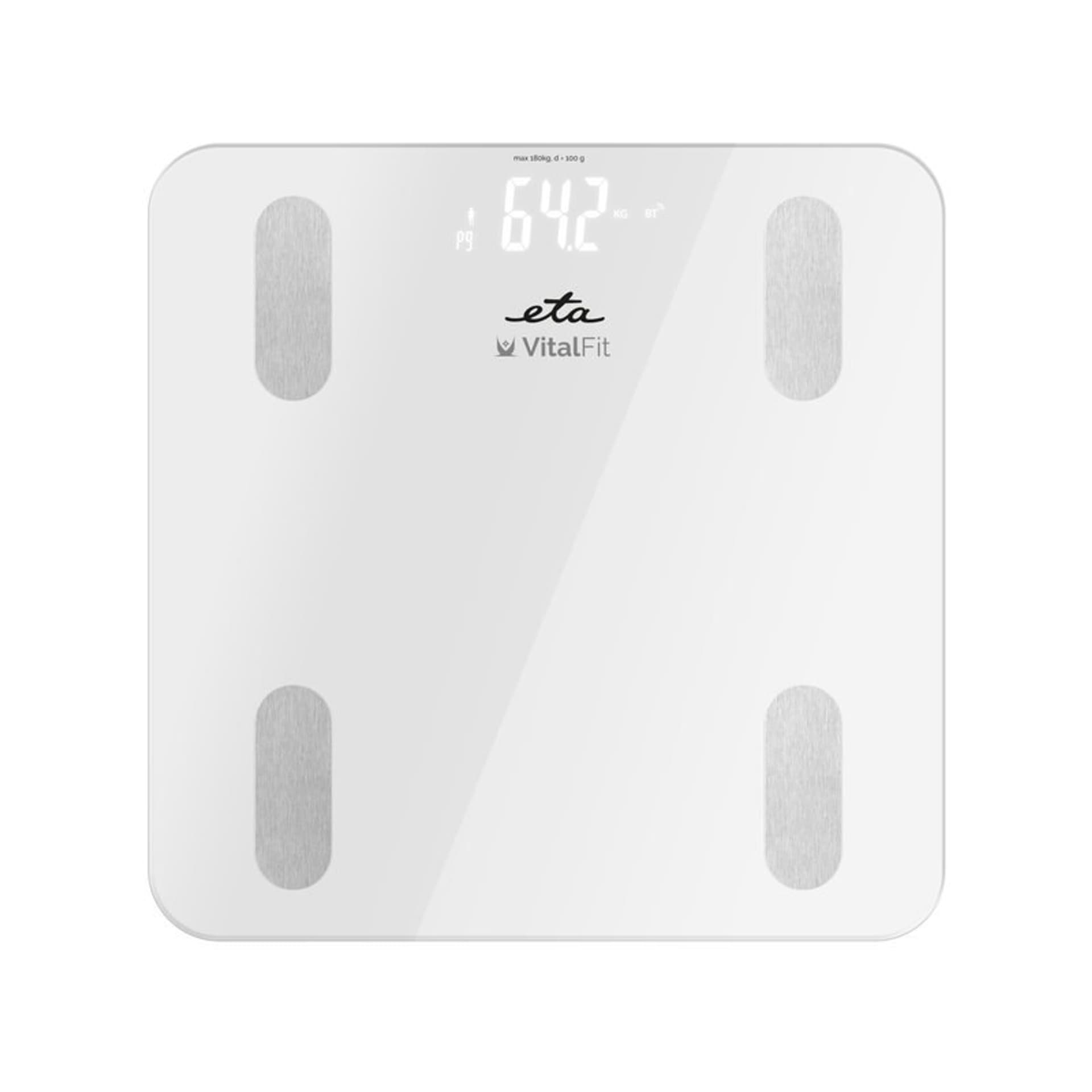 

ETA Smart Personal Scale Vital Fit ETA678190000 Body analyzer, Maximum weight (capacity) 180 kg, Accuracy 100 g, Body Mass Index, Capacity) 180 kg/accuracy 100 g/body mass inde