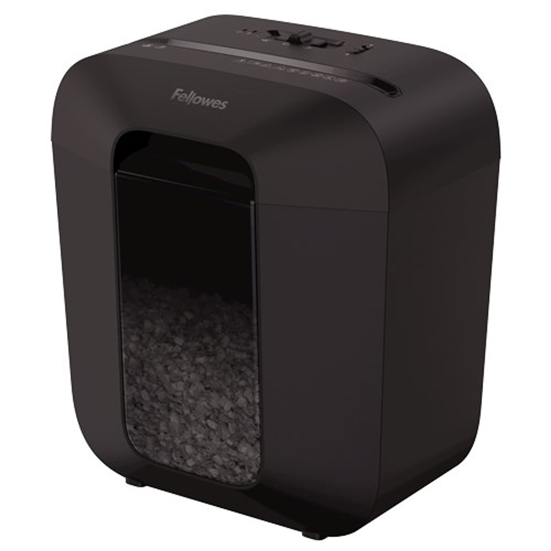 

Fellowes Powershred LX25M Black, 11.5 L, Credit cards shredding, Mini-Cut Shredder, Paper handling standard/output 6 sheets per