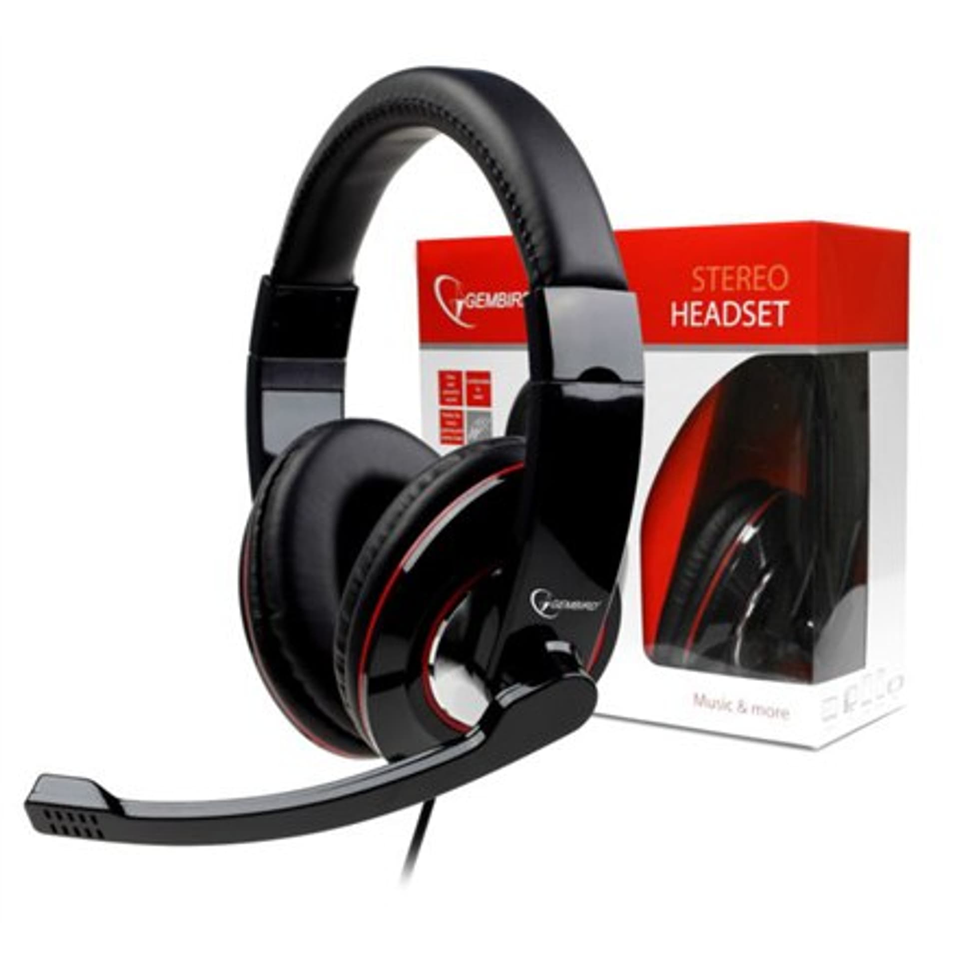 

Gembird MHS-001-GW Stereo headset 3.5 mm, Glossy black, Built-in microphone