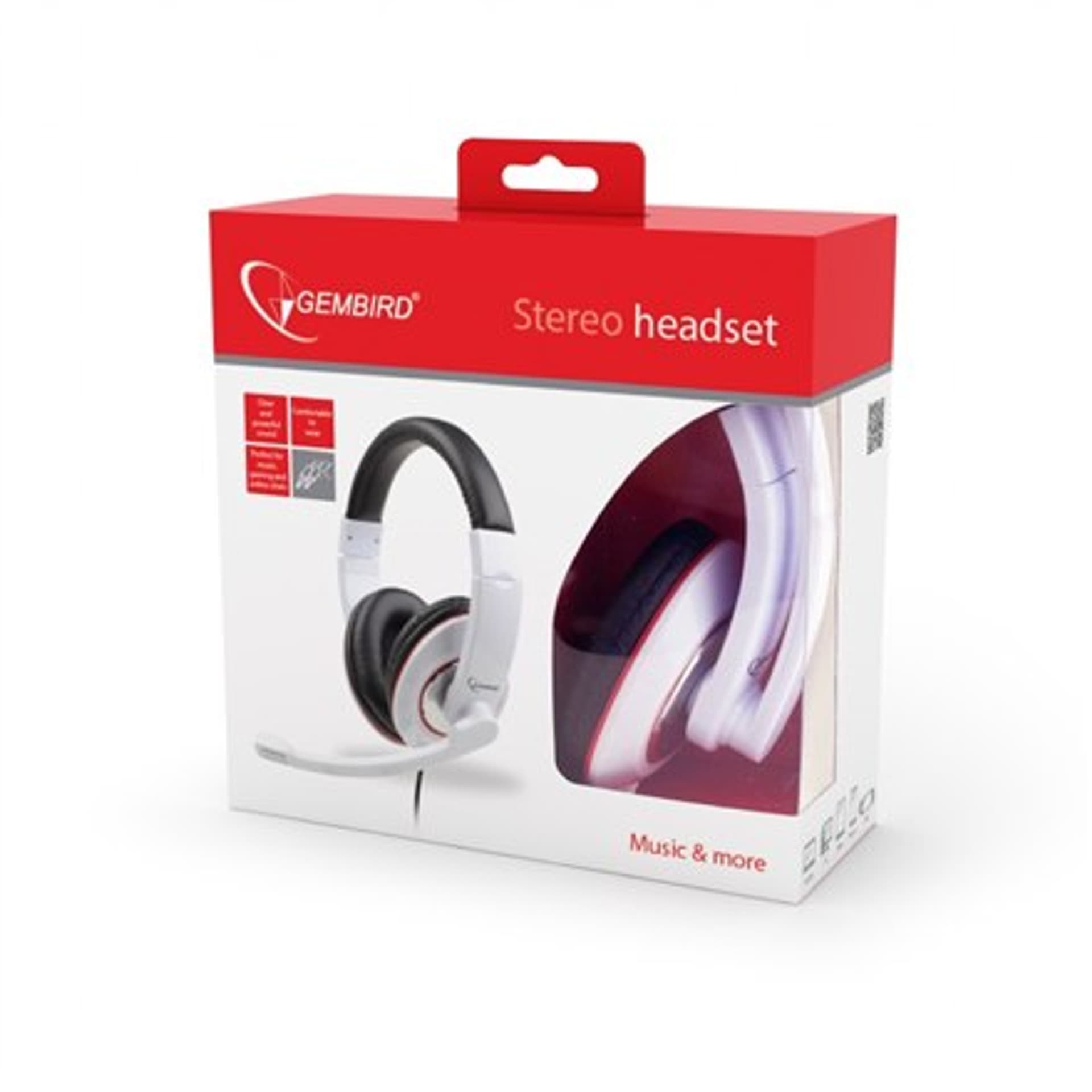 

Gembird MHS-001-GW Stereofoniczny zestaw słuchawkowy 3,5 mm, biały błyszczący, wbudowany mikrofon
