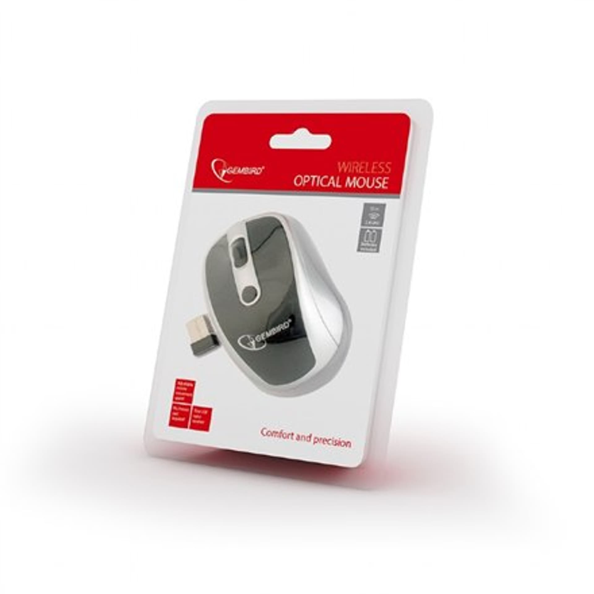 

Gembird MUSW-002 2.4GHz Wireless Optical Mouse, USB, połączenie bezprzewodowe, Black/Silver