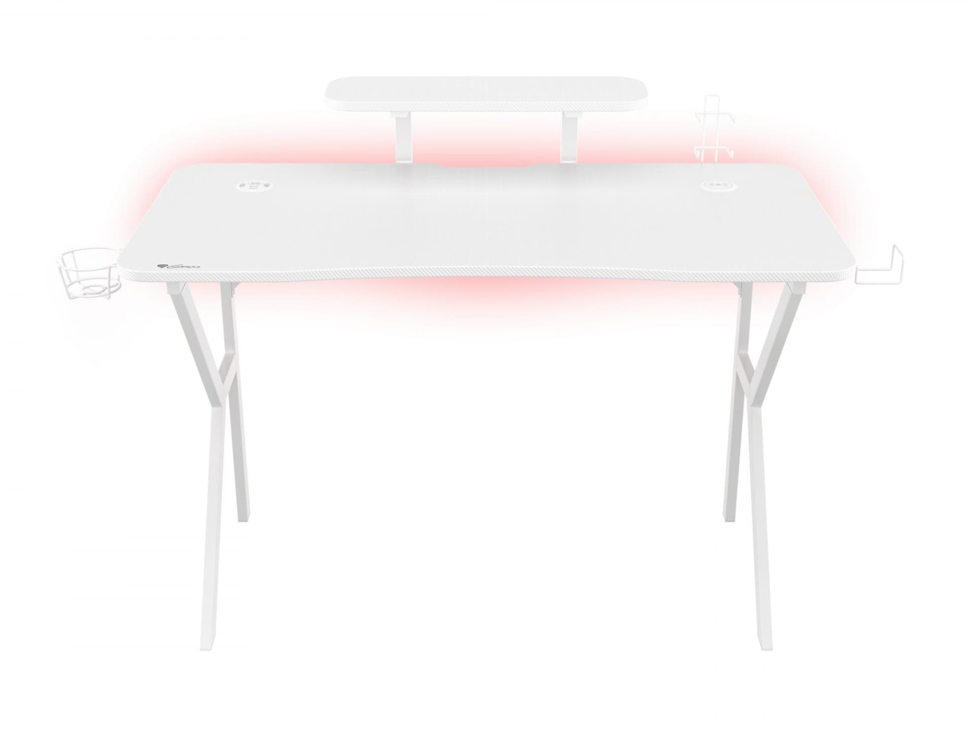 

Genesis Gaming Desk Holm 320 RGB Headphone holder, Cup holder, Gamepad holder, Monitor shelf, Organizer cables, White