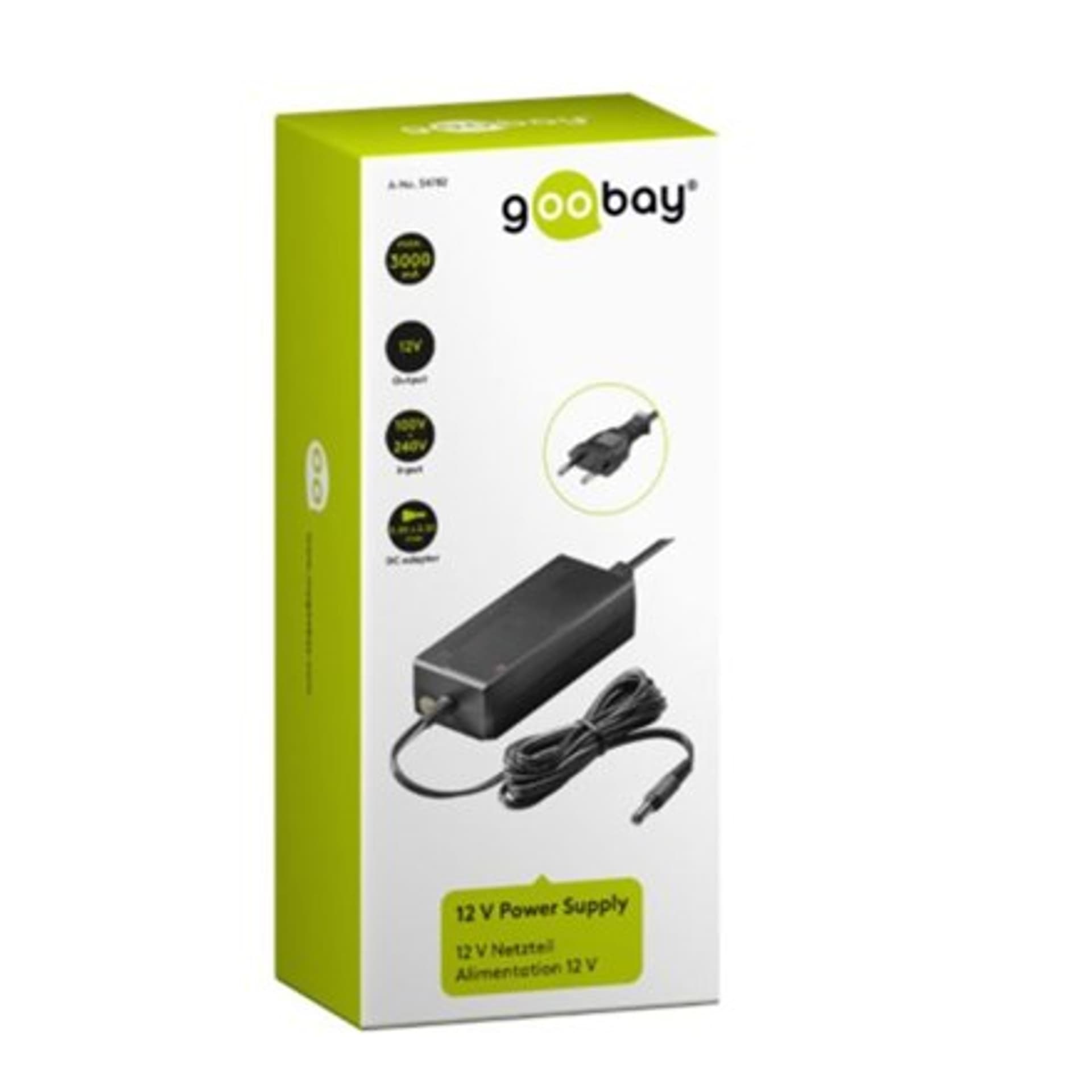 

Goobay 12 V Power Supply 54782 1.8 m, Black